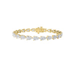 10CTW Pear Shaped Lab Grown Diamond (F/VS) Fancy Line Bracelet in 14K Gold