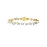 10CTW Pear Shaped Lab Grown Diamond (F/VS) Fancy Line Bracelet in 14K Gold