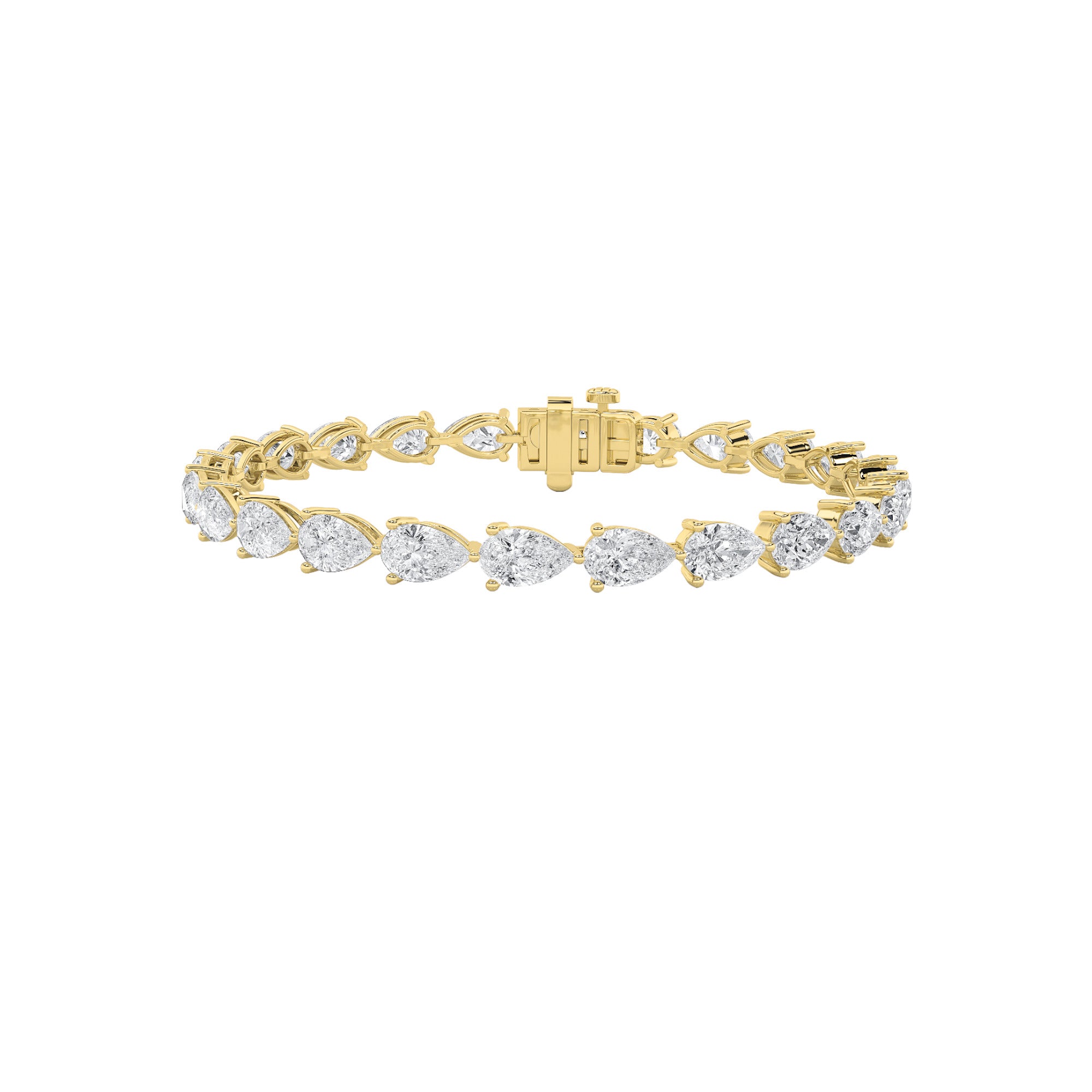 10CTW Pear Shaped Lab Grown Diamond (F/VS) Fancy Line Bracelet in 14K Gold