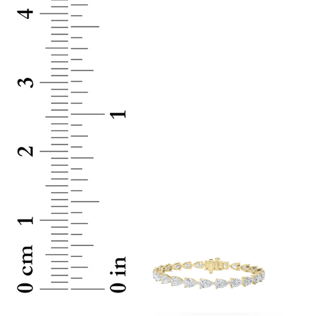 10CTW Pear Shaped Lab Grown Diamond (F/VS) Fancy Line Bracelet in 14K Gold