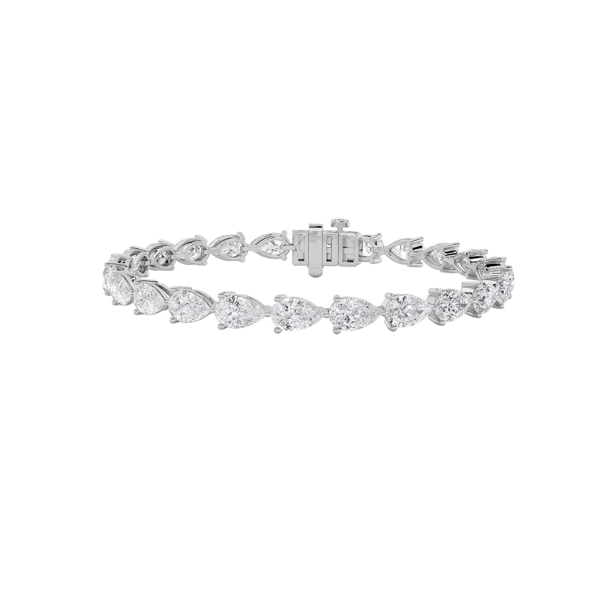 12CTW Pear Shaped Lab Grown Diamond (F/VS) Fancy Line Bracelet in 14K Gold