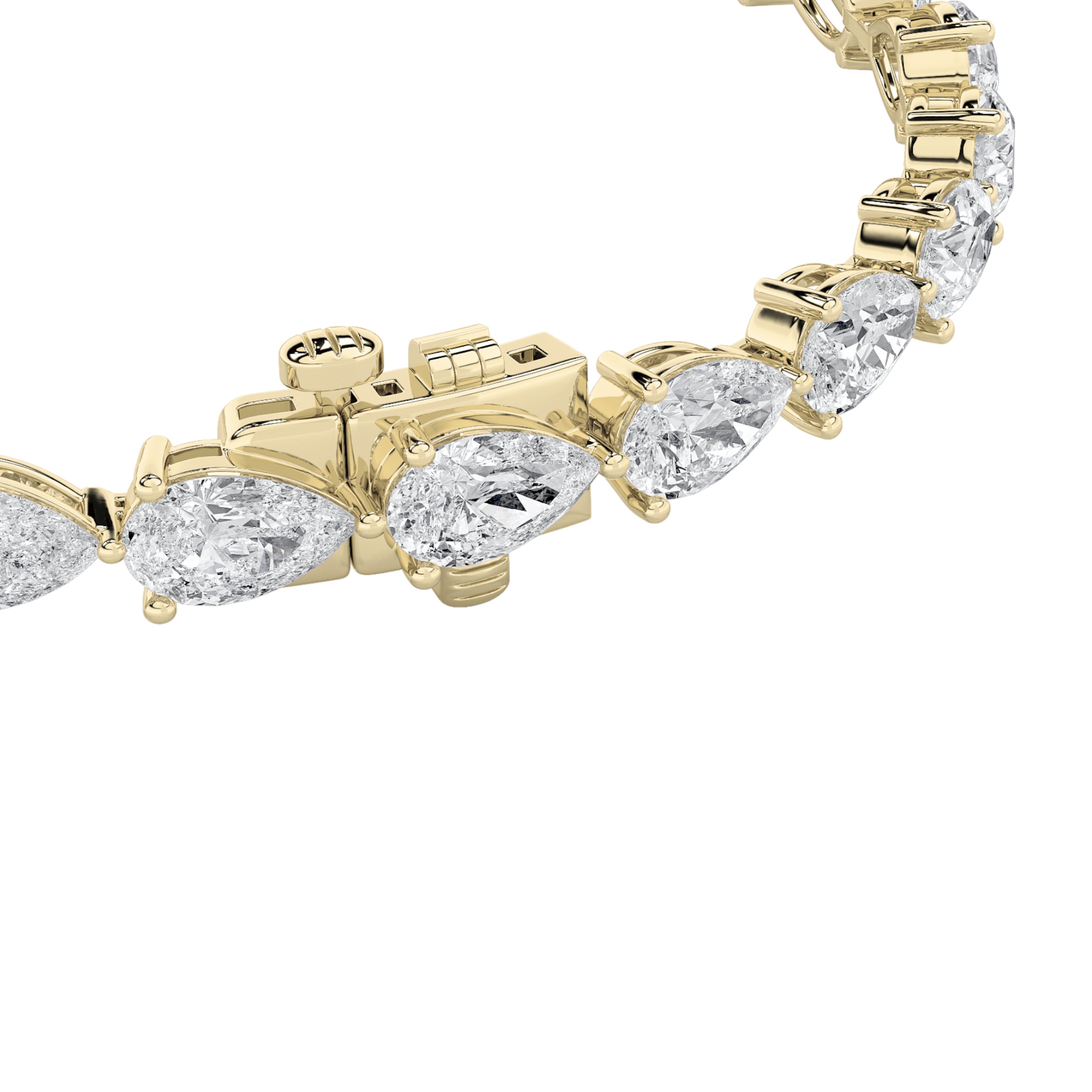 12CTW Pear Shaped Lab Grown Diamond (F/VS) Fancy Line Bracelet in 14K Gold