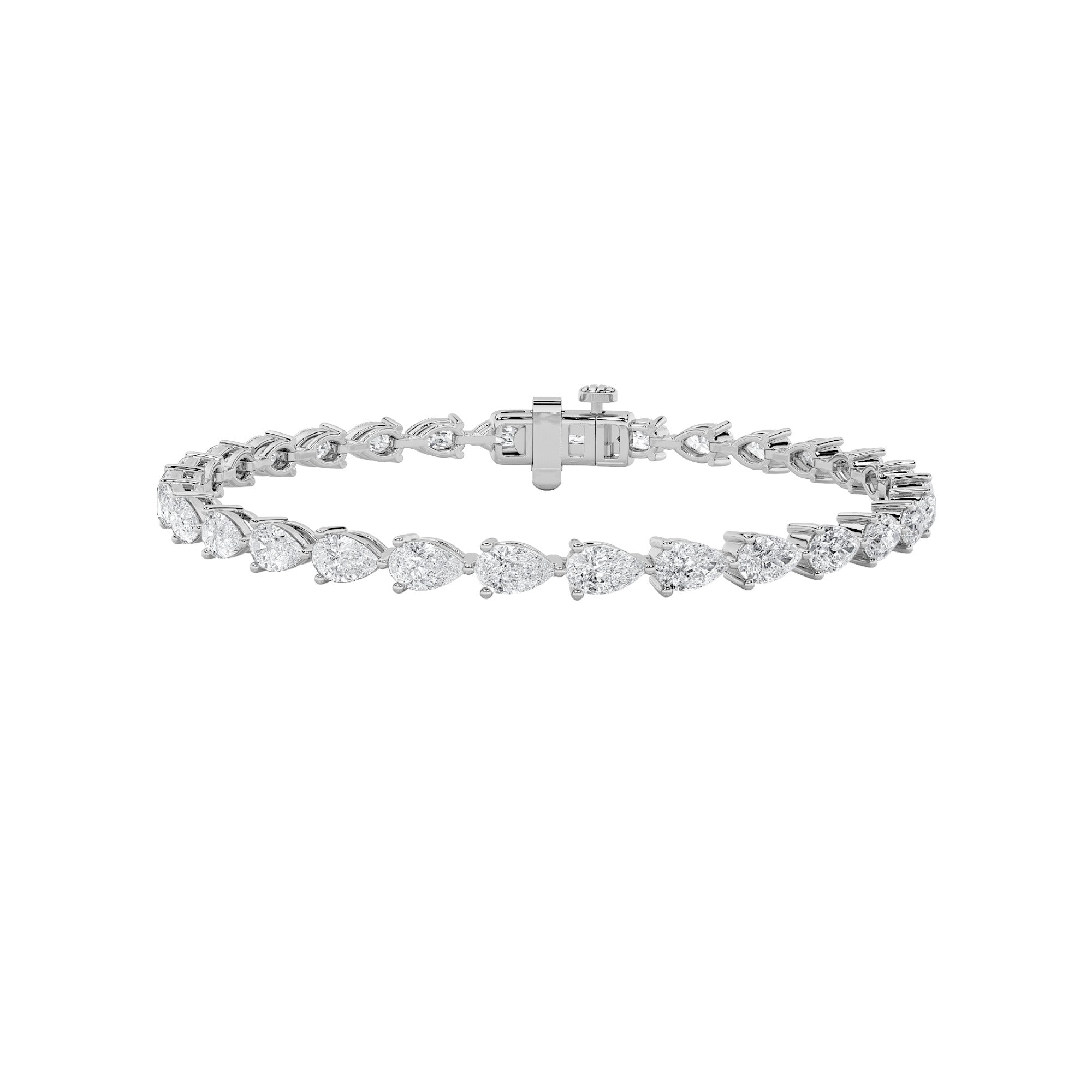 6CTW Pear Shaped Lab Grown Diamond (F/VS) Fancy Line Bracelet in 14K Gold