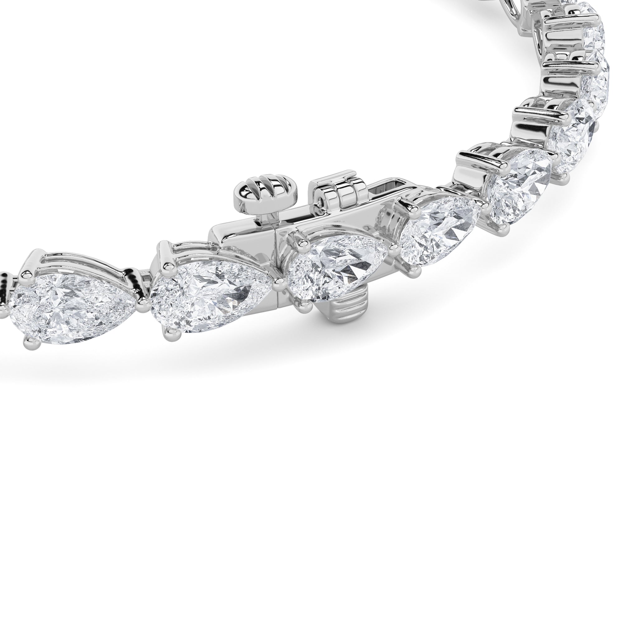 6CTW Pear Shaped Lab Grown Diamond (F/VS) Fancy Line Bracelet in 14K Gold
