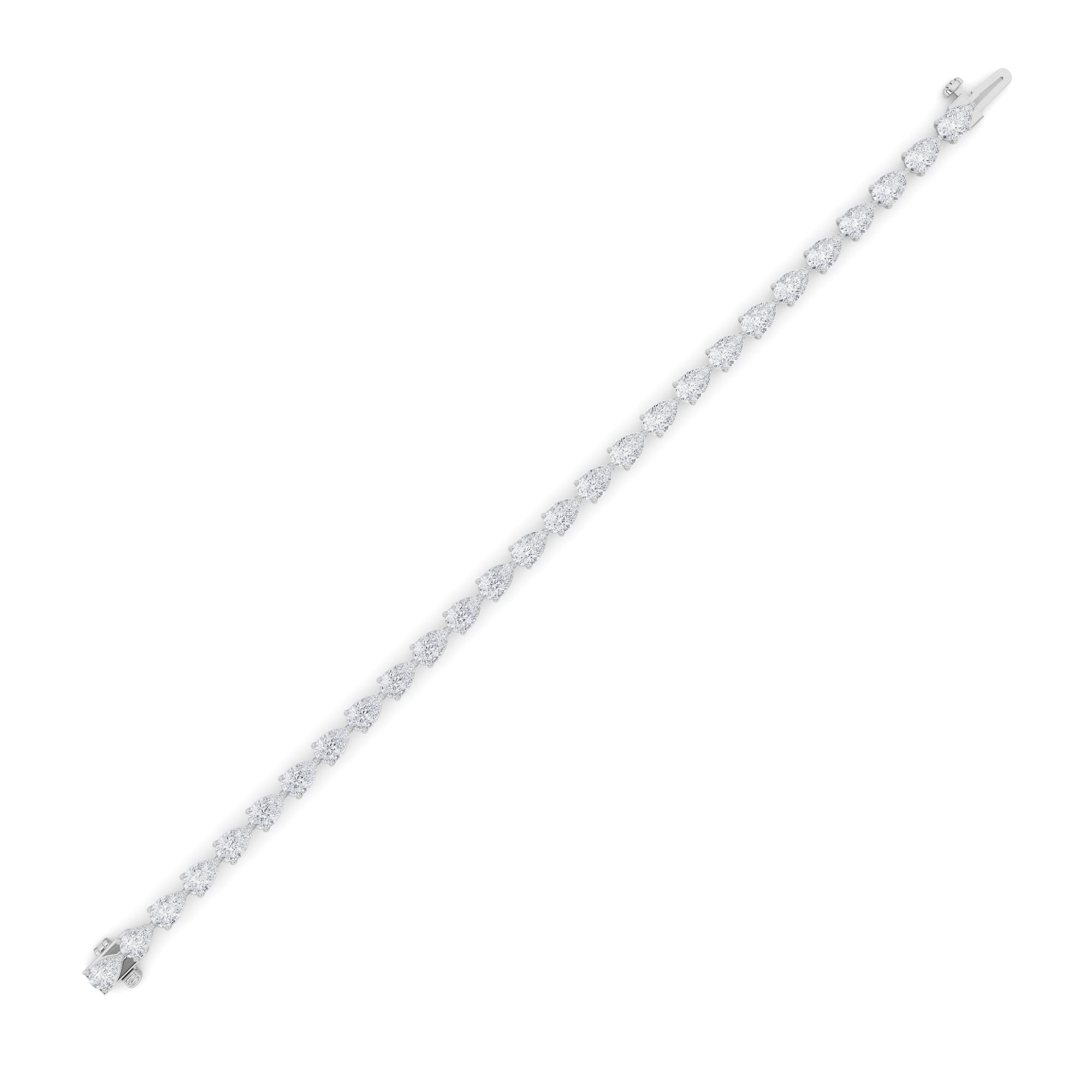 6CTW Pear Shaped Lab Grown Diamond (F/VS) Fancy Line Bracelet in 14K Gold