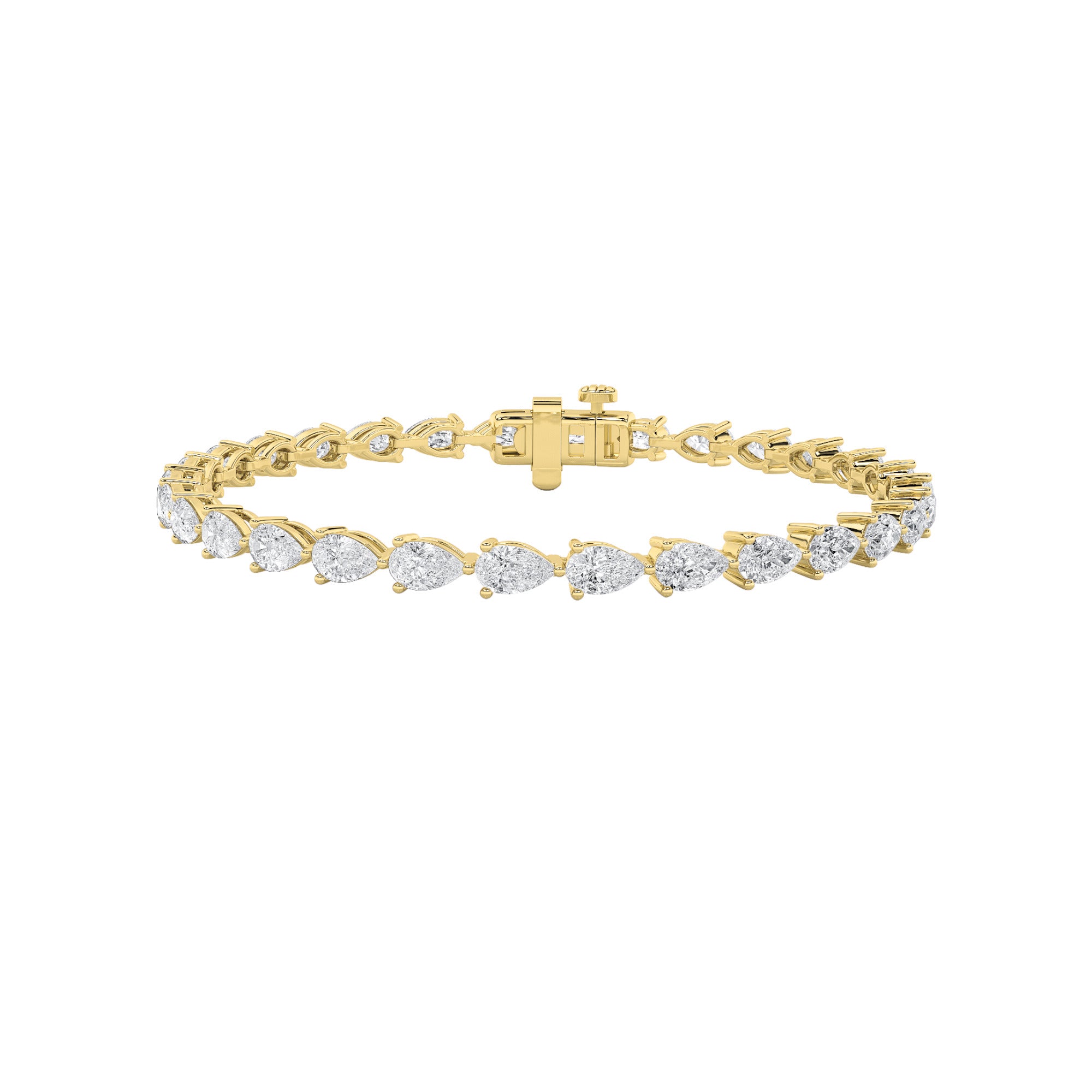 6CTW Pear Shaped Lab Grown Diamond (F/VS) Fancy Line Bracelet in 14K Gold