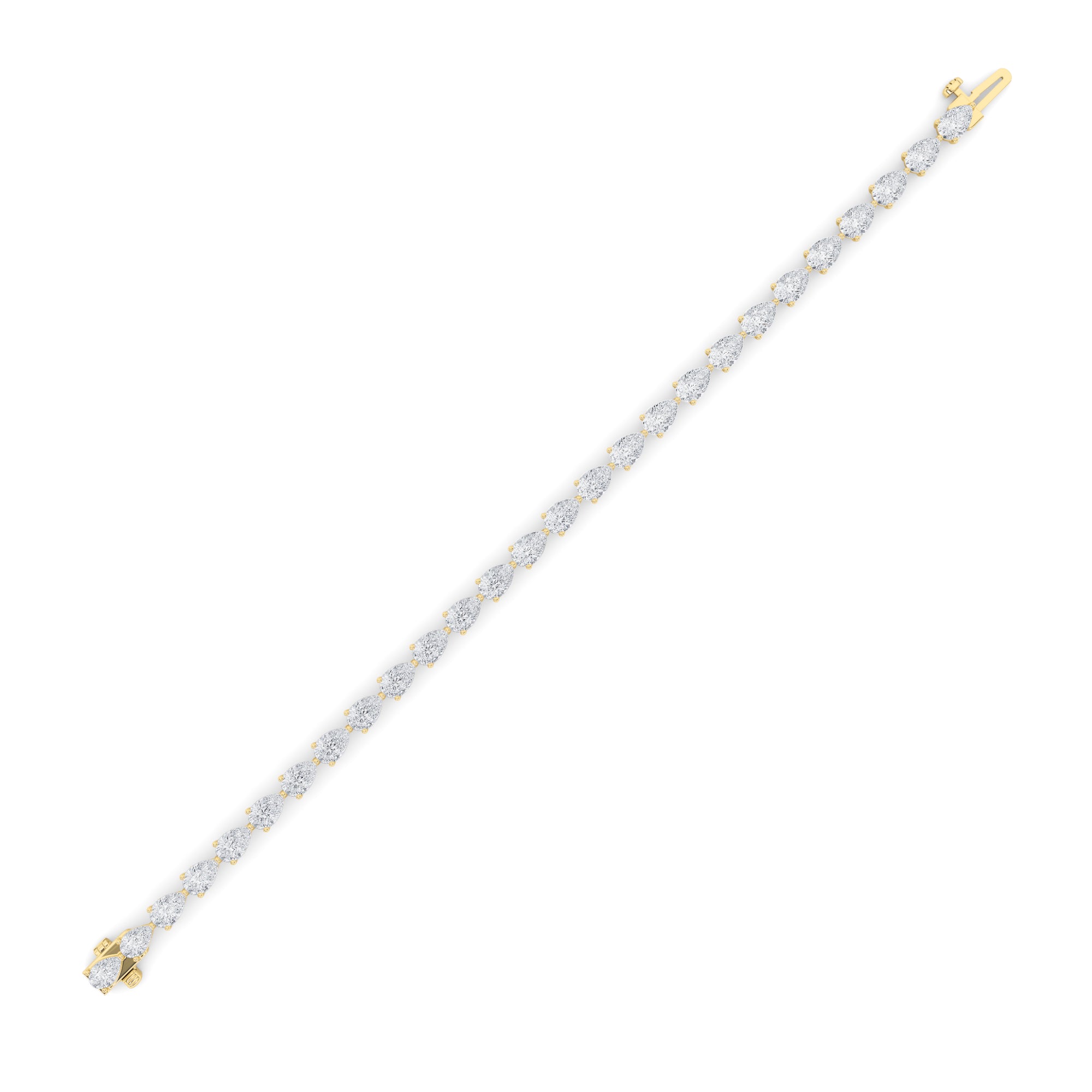 6CTW Pear Shaped Lab Grown Diamond (F/VS) Fancy Line Bracelet in 14K Gold