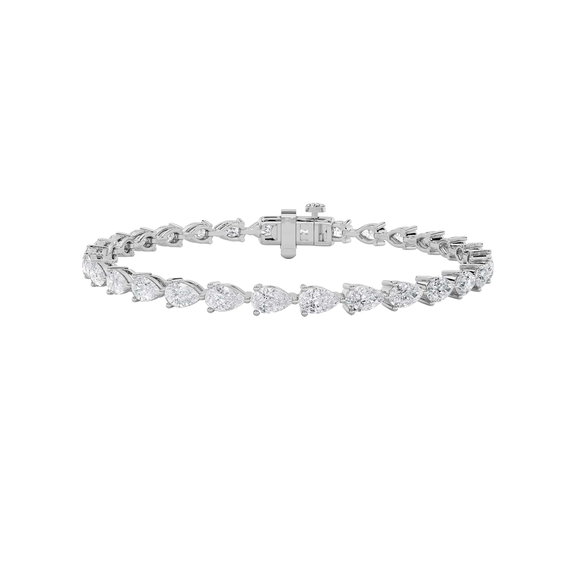 7CTW Pear Shaped Lab Grown Diamond (F/VS) Fancy Line Bracelet in 14K Gold