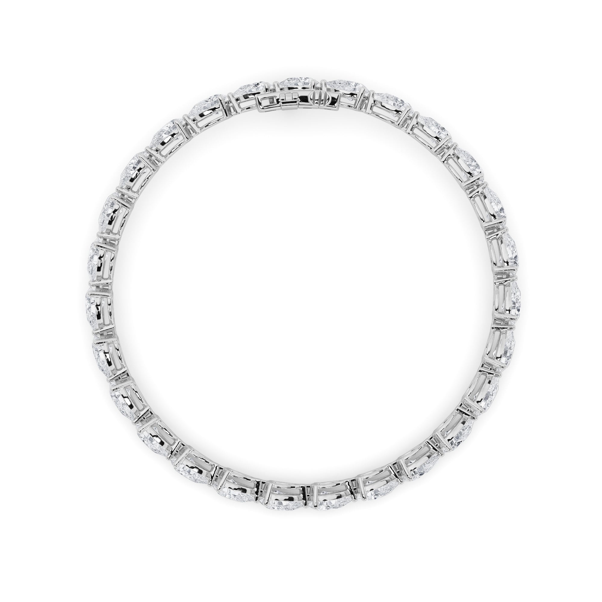 7CTW Pear Shaped Lab Grown Diamond (F/VS) Fancy Line Bracelet in 14K Gold