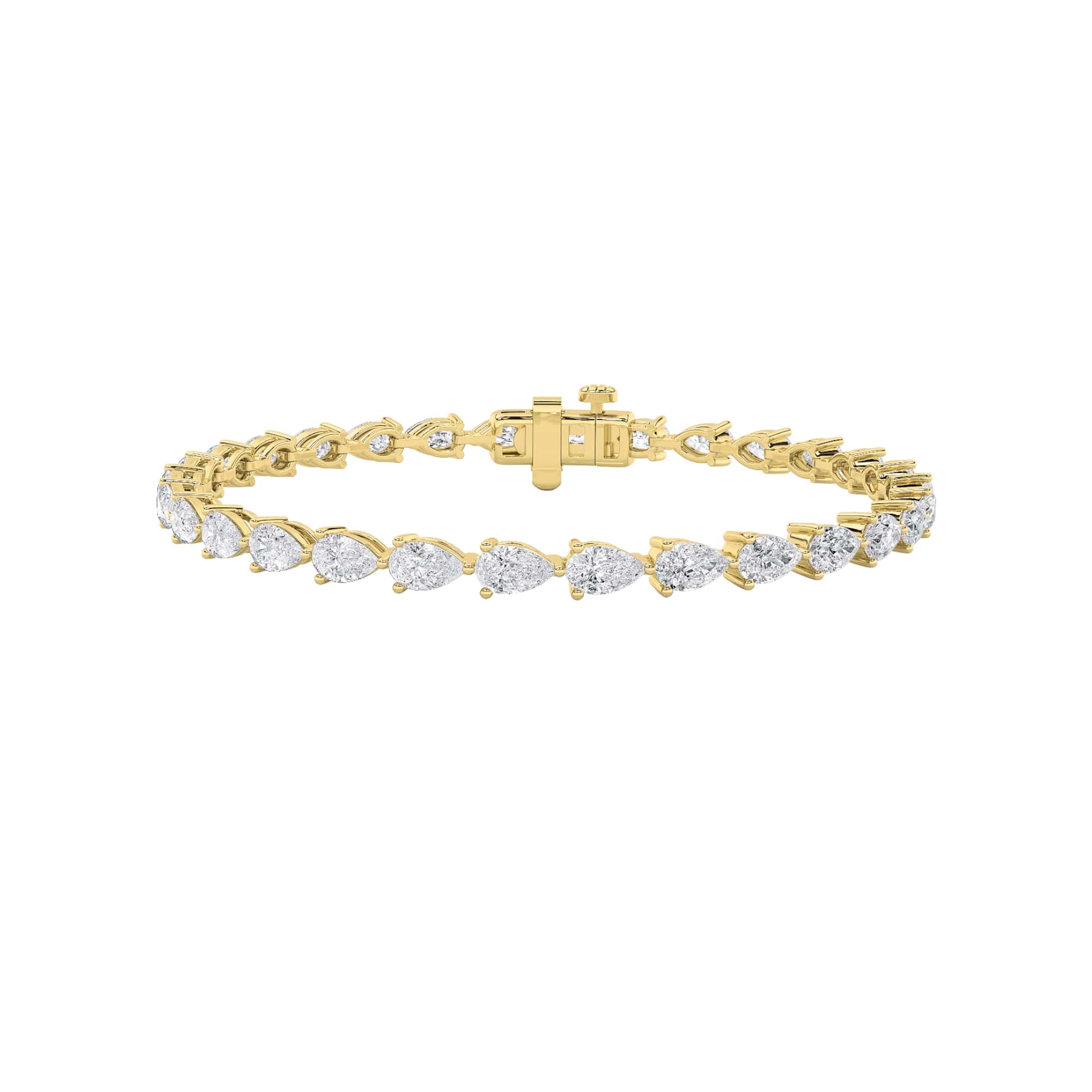 7CTW Pear Shaped Lab Grown Diamond (F/VS) Fancy Line Bracelet in 14K Gold