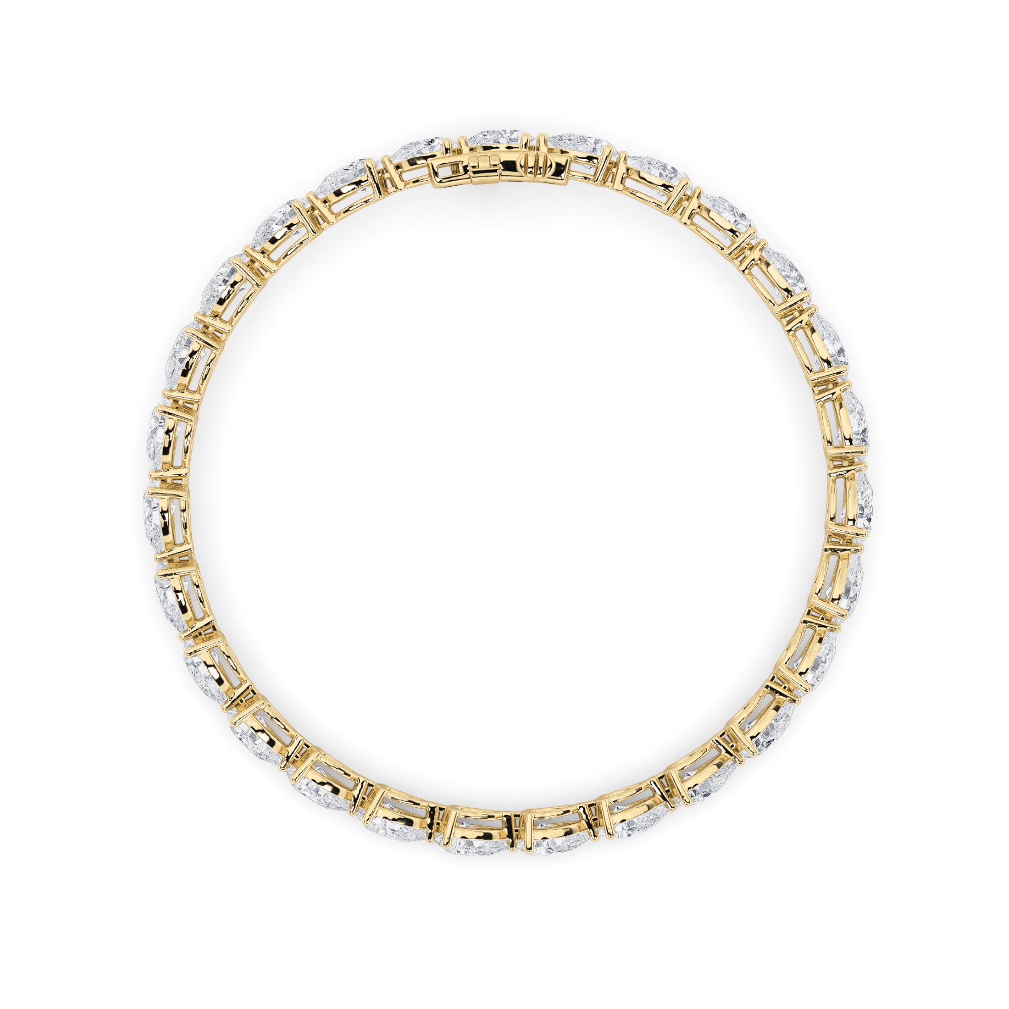 7CTW Pear Shaped Lab Grown Diamond (F/VS) Fancy Line Bracelet in 14K Gold