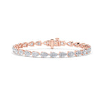 7CTW Pear Shaped Lab Grown Diamond (F/VS) Bracelet in 14K Rose Gold