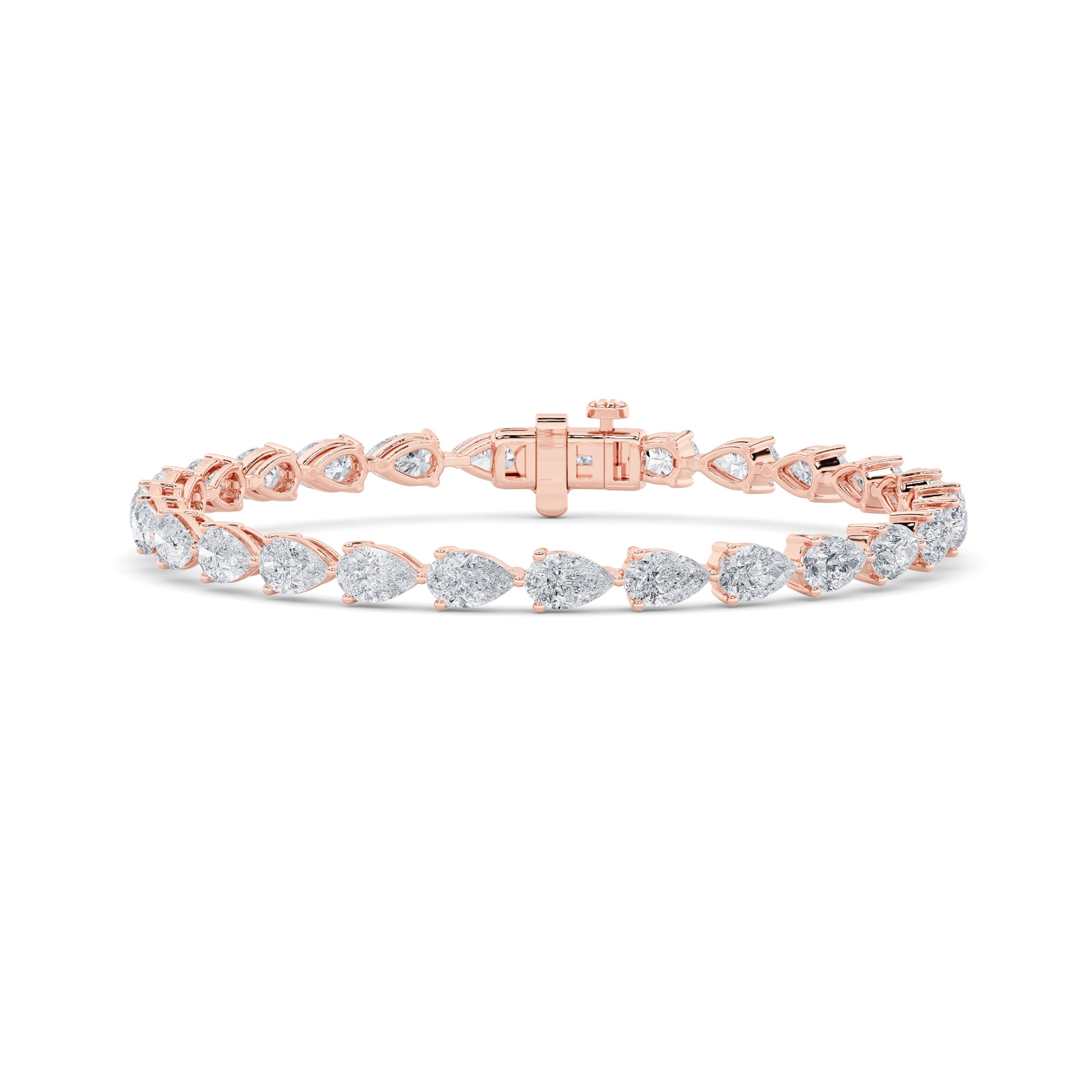 7CTW Pear Shaped Lab Grown Diamond (F/VS) Bracelet in 14K Rose Gold