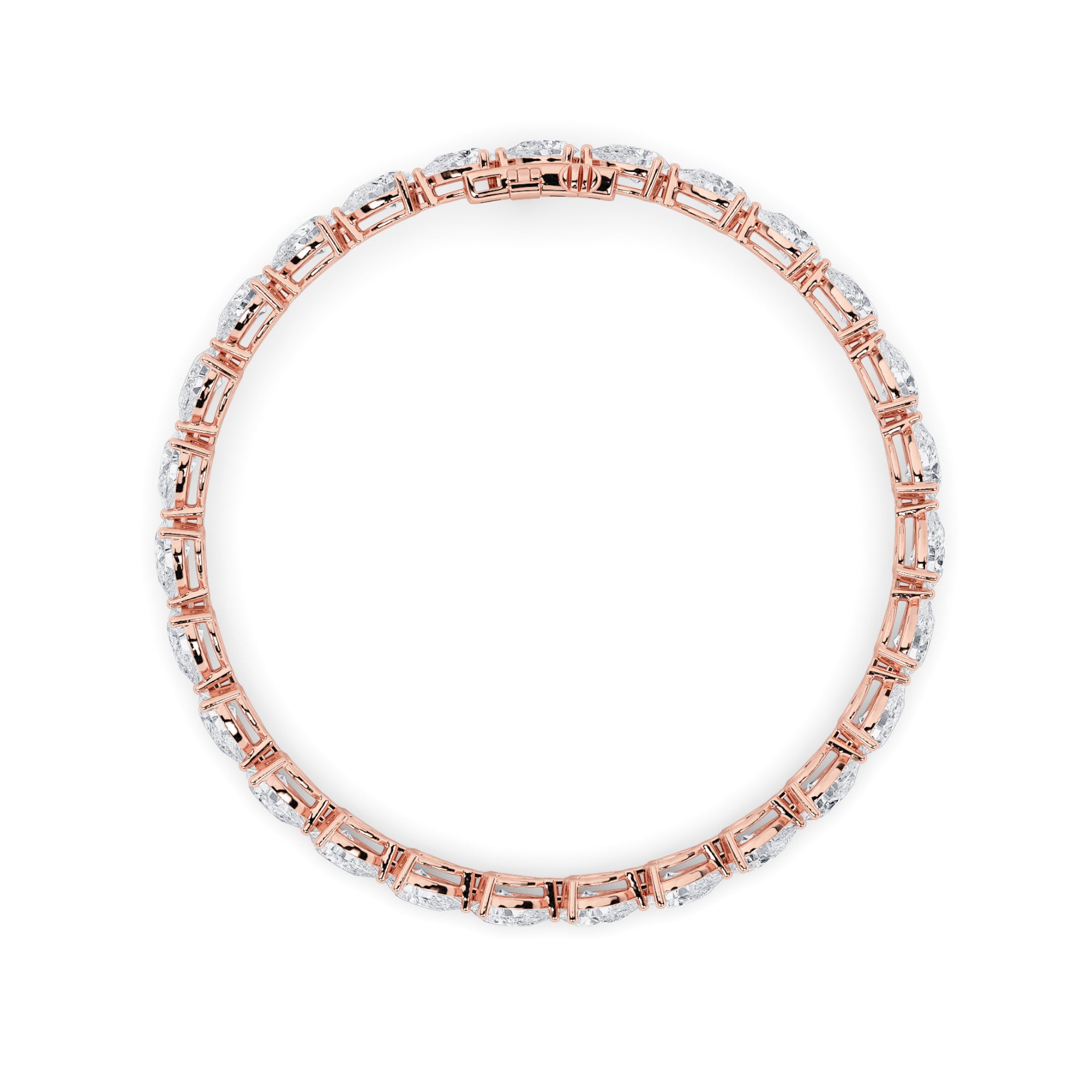 7CTW Pear Shaped Lab Grown Diamond (F/VS) Bracelet in 14K Rose Gold