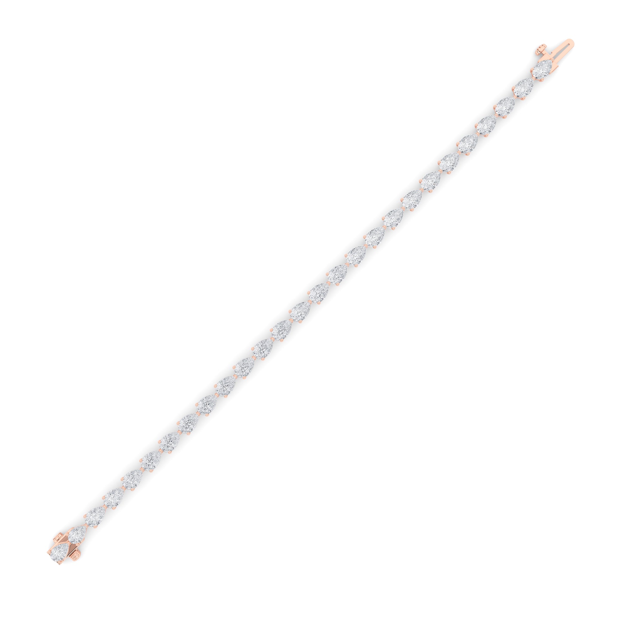 7CTW Pear Shaped Lab Grown Diamond (F/VS) Bracelet in 14K Rose Gold