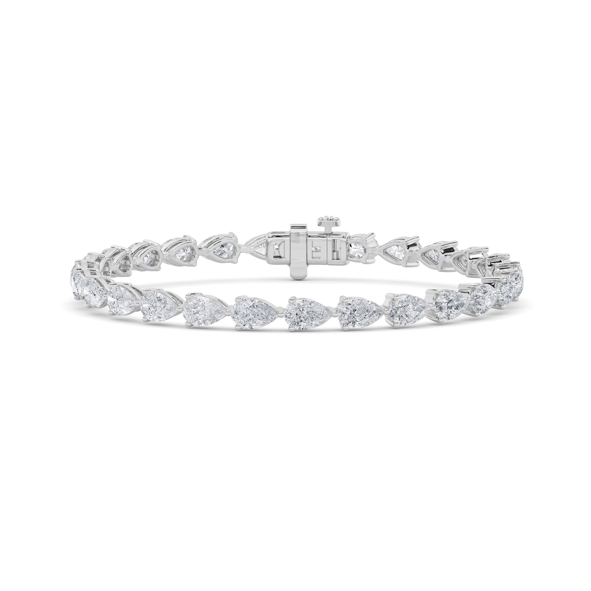 8CTW Pear Shaped Lab Grown Diamond (F/VS) East West Bracelet in 14K Gold