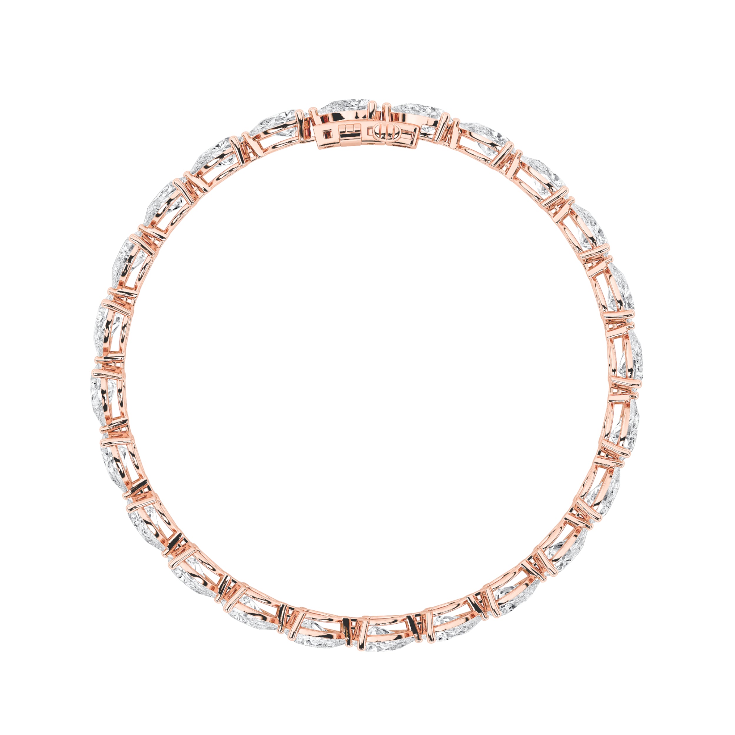 8CTW Pear Shaped Lab Grown Diamond (F/VS) East West Bracelet in 14K Gold