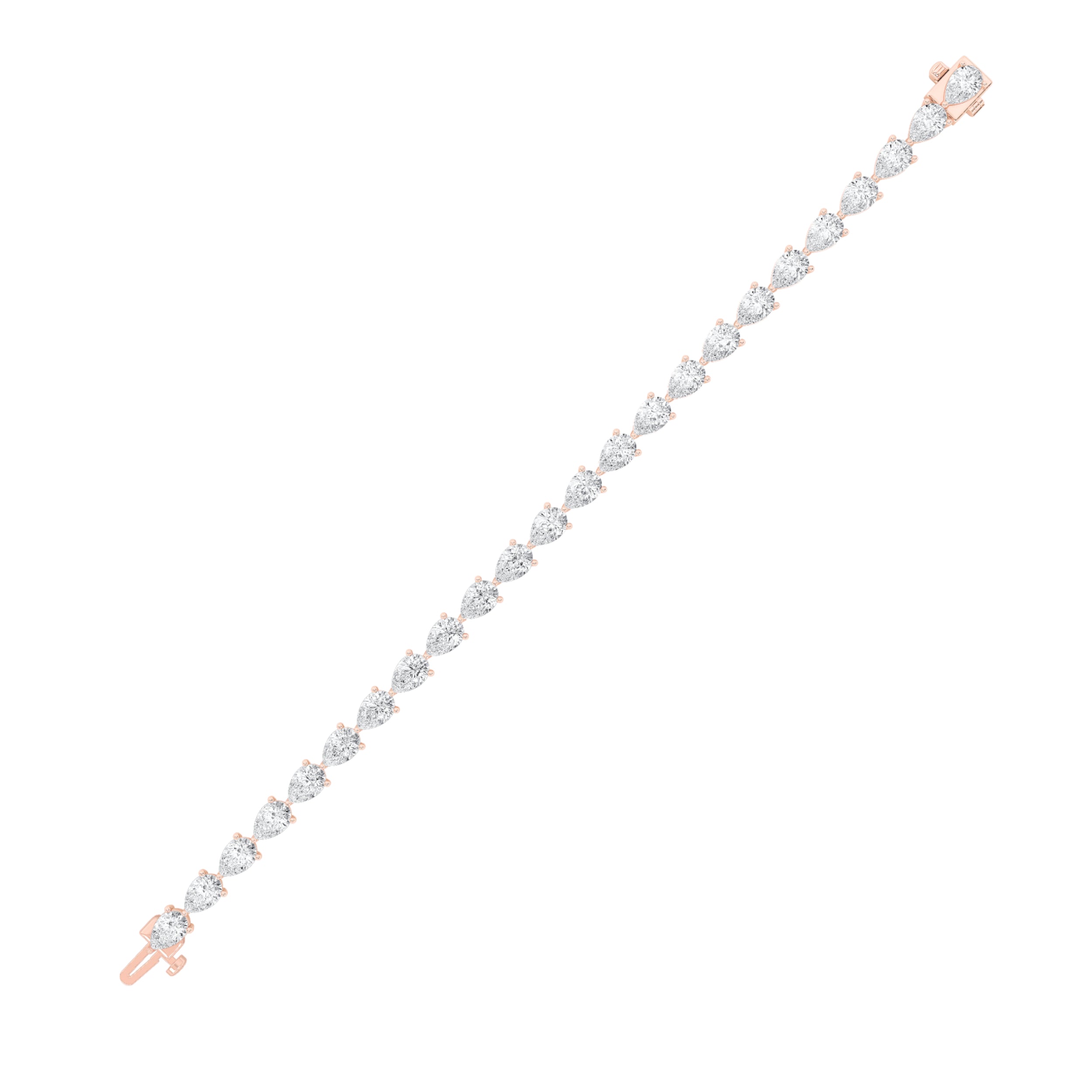 8CTW Pear Shaped Lab Grown Diamond (F/VS) East West Bracelet in 14K Gold