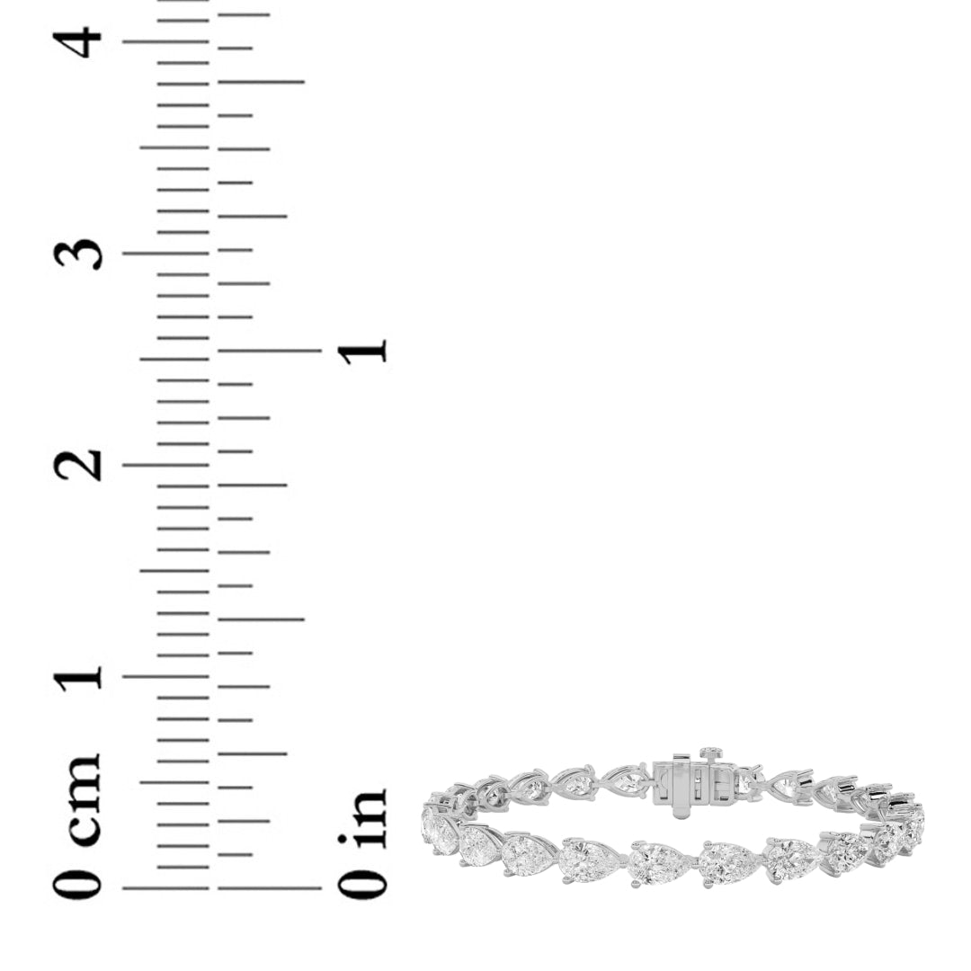 8.5CTW Pear Shaped Lab Grown Diamond (F/VS) Fancy Line Bracelet in 14K Gold