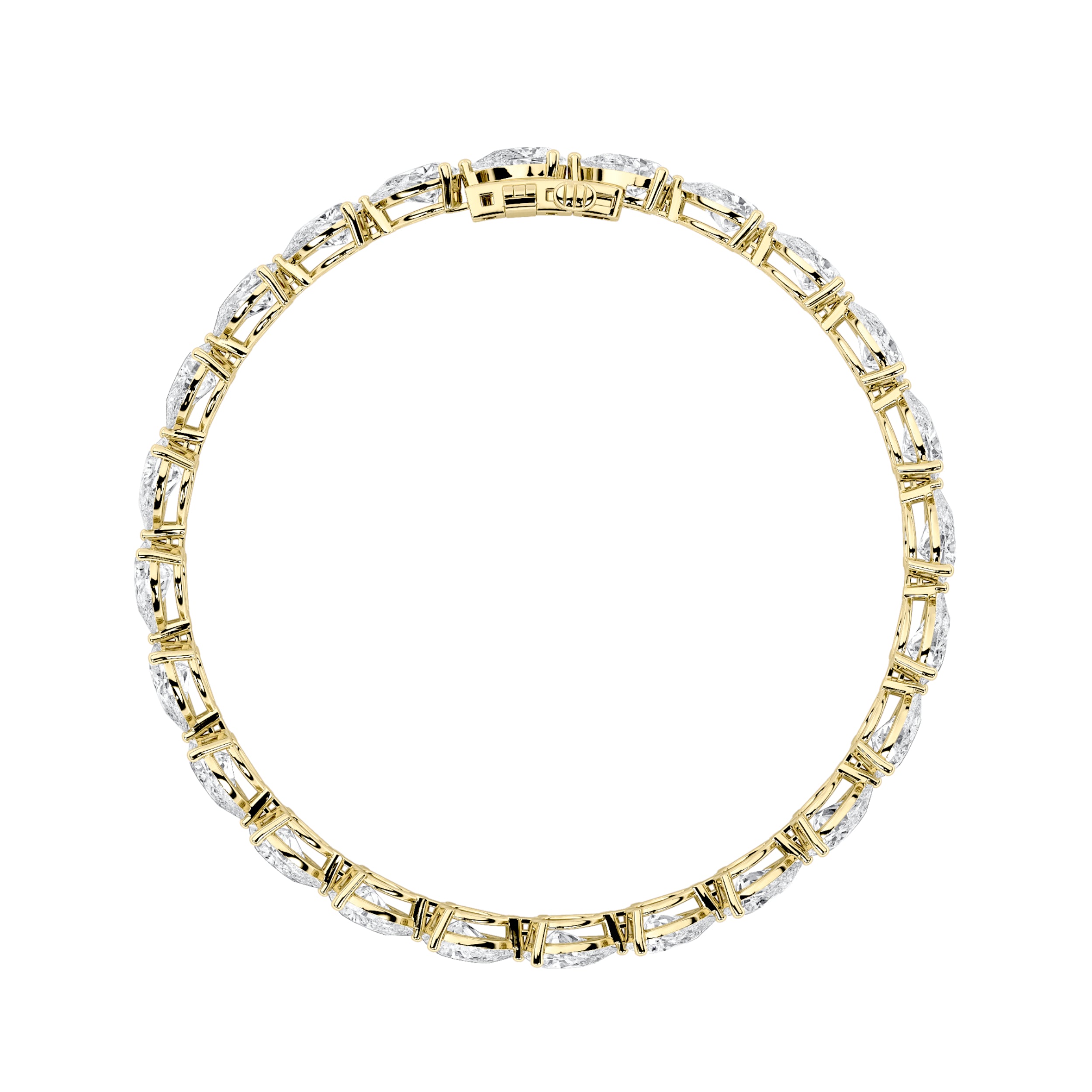 8.5CTW Pear Shaped Lab Grown Diamond (F/VS) Fancy Line Bracelet in 14K Gold