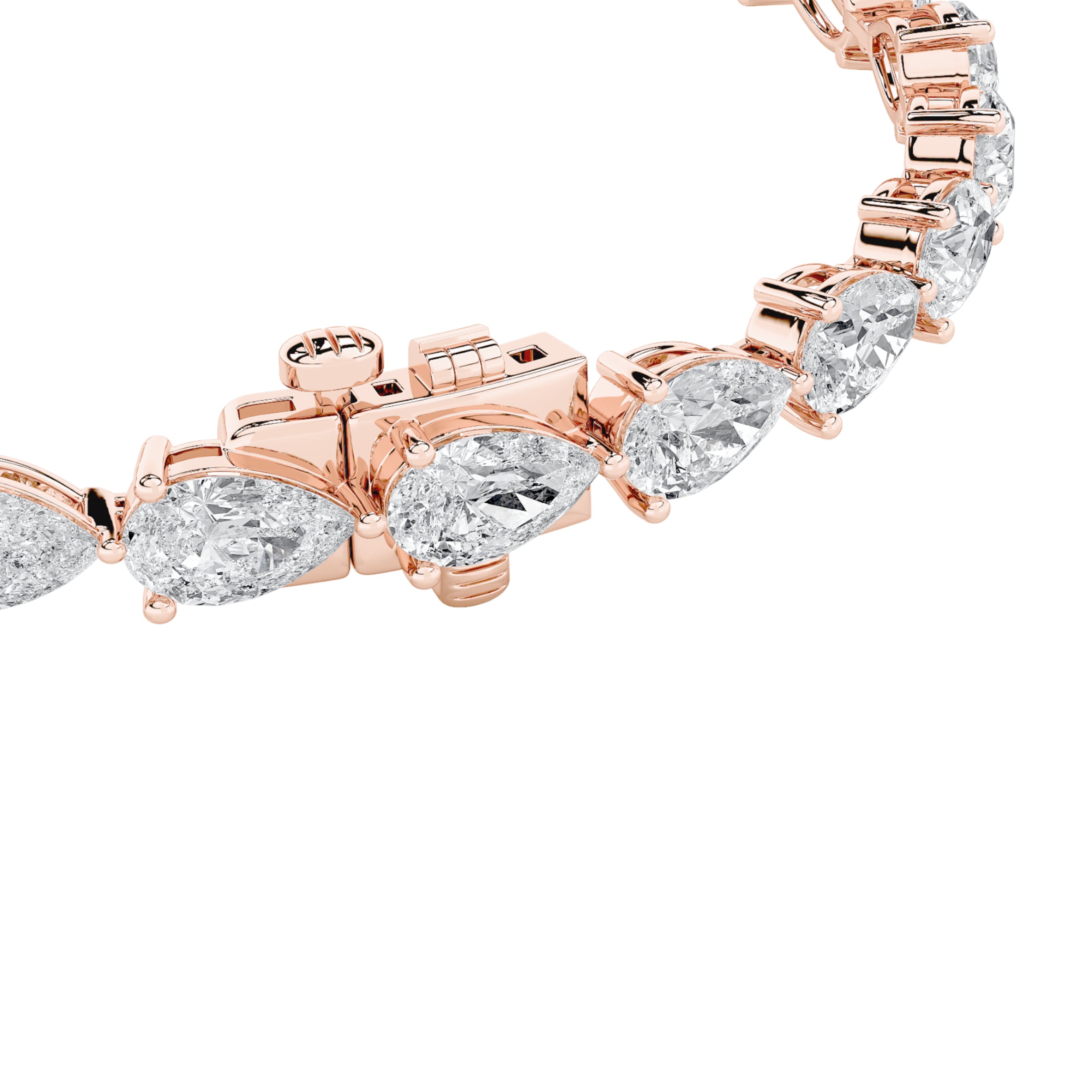8.5CTW Pear Shaped Lab Grown Diamond (F/VS) Fancy Line Bracelet in 14K Gold