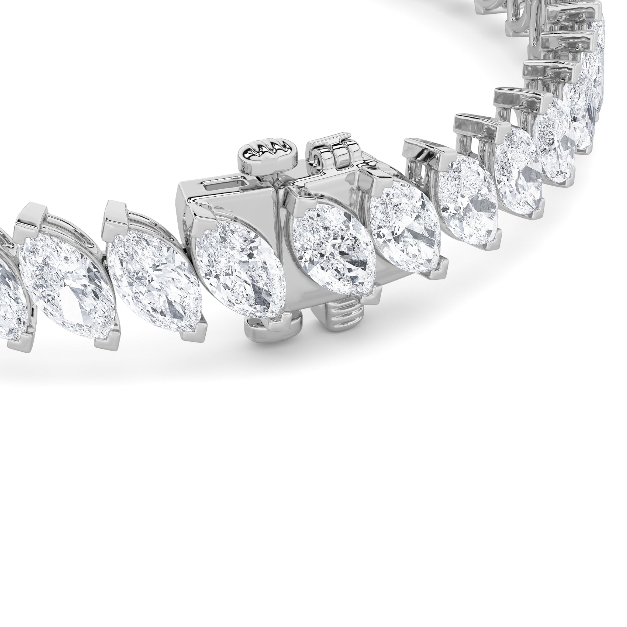 16.5CTW Marquise Shaped Lab Grown Diamond (F/VS) Angled Line Bracelet in 14K Gold