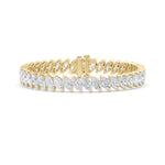 16.5CTW Marquise Shaped Lab Grown Diamond (F/VS) Angled Line Bracelet in 14K Gold
