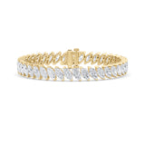 16.5CTW Marquise Shaped Lab Grown Diamond (F/VS) Angled Line Bracelet in 14K Gold