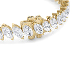 16.5CTW Marquise Shaped Lab Grown Diamond (F/VS) Angled Line Bracelet in 14K Gold