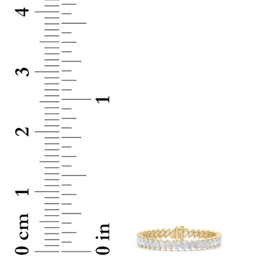 16.5CTW Marquise Shaped Lab Grown Diamond (F/VS) Angled Line Bracelet in 14K Gold