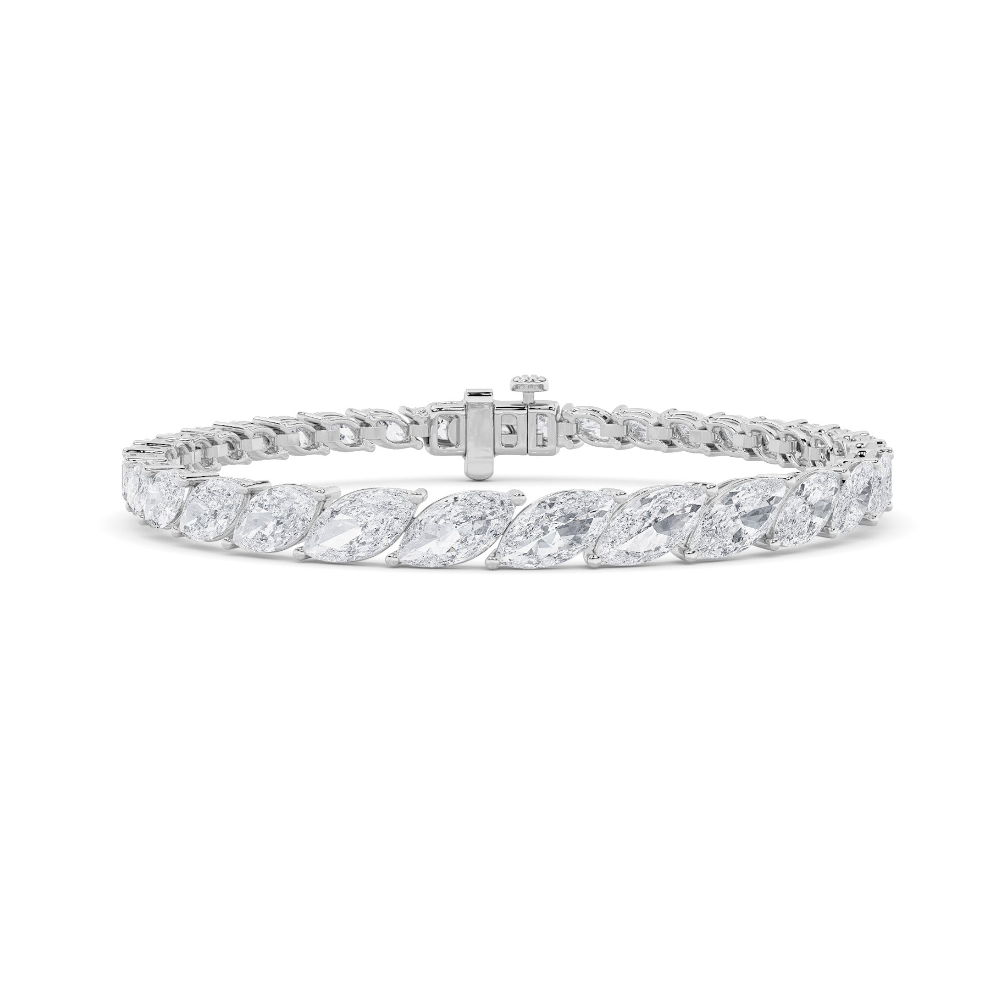 13CTW Marquise Shaped Lab Grown Diamond (F/VS) Fancy Bracelet in 14K Gold