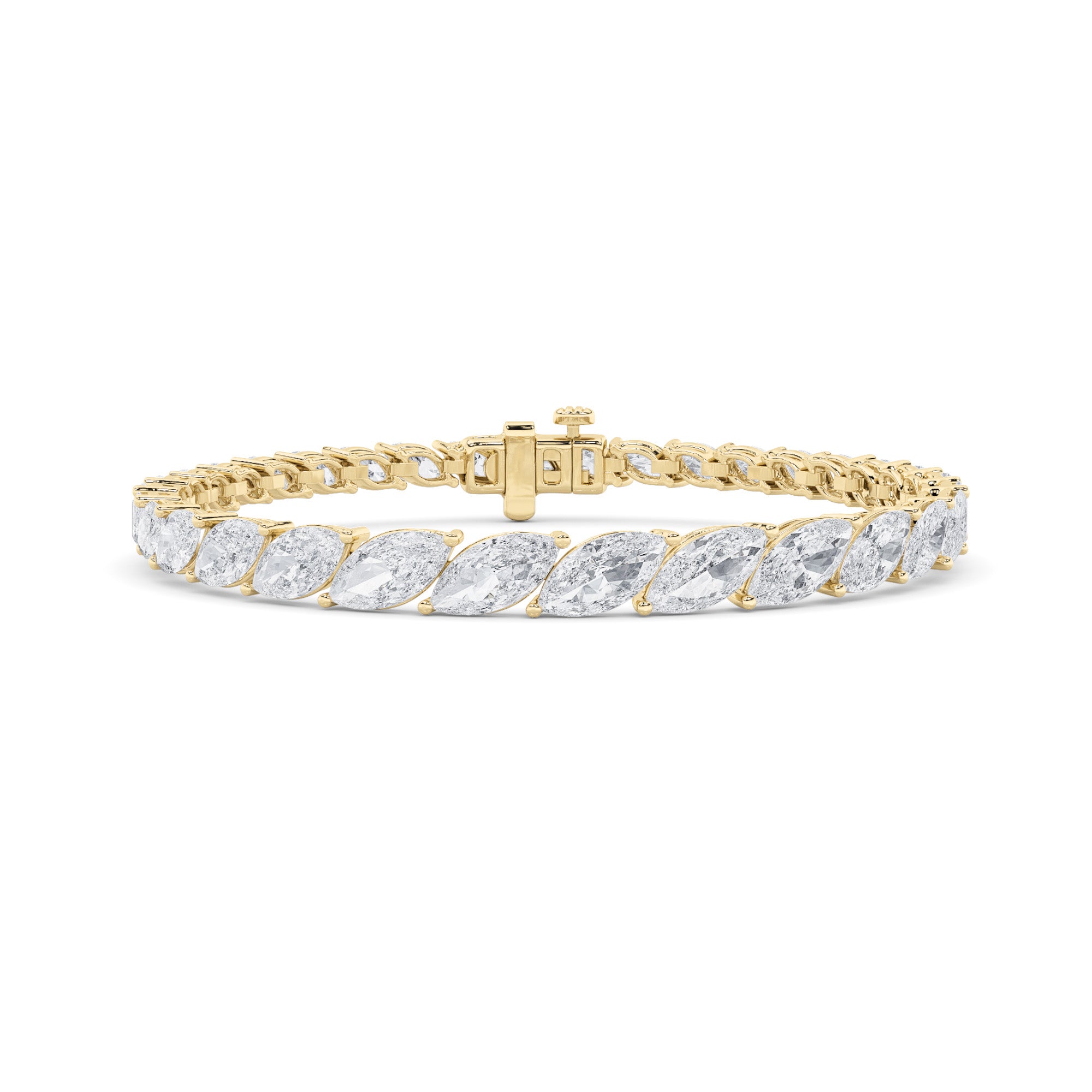 13CTW Marquise Shaped Lab Grown Diamond (F/VS) Fancy Bracelet in 14K Gold