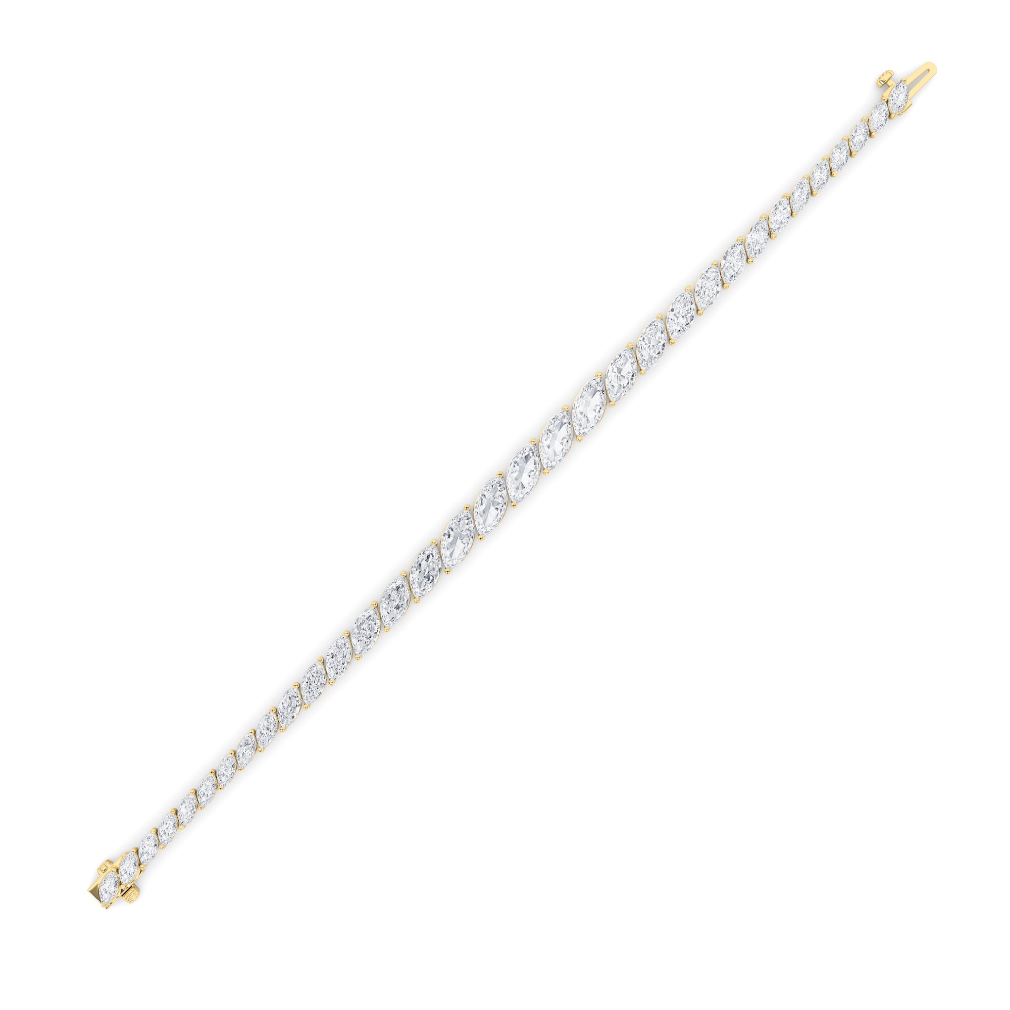 13CTW Marquise Shaped Lab Grown Diamond (F/VS) Fancy Bracelet in 14K Gold