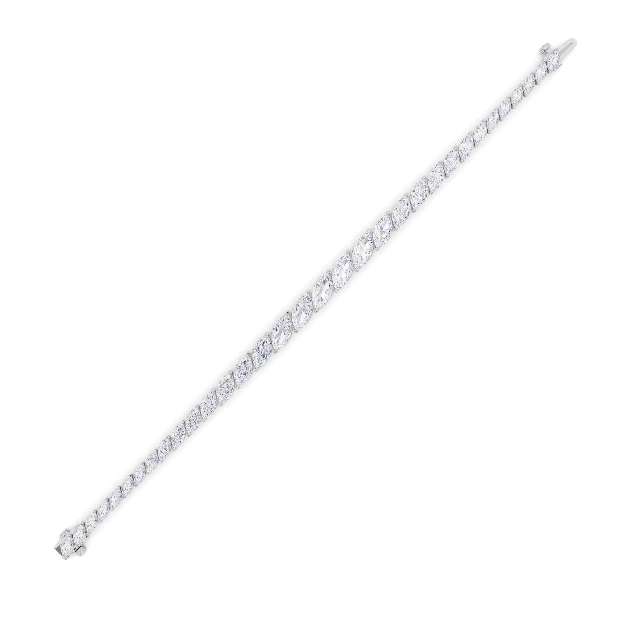 13.5CTW Marquise Shaped Lab Grown Diamond (F/VS) Bracelet in 14K Gold