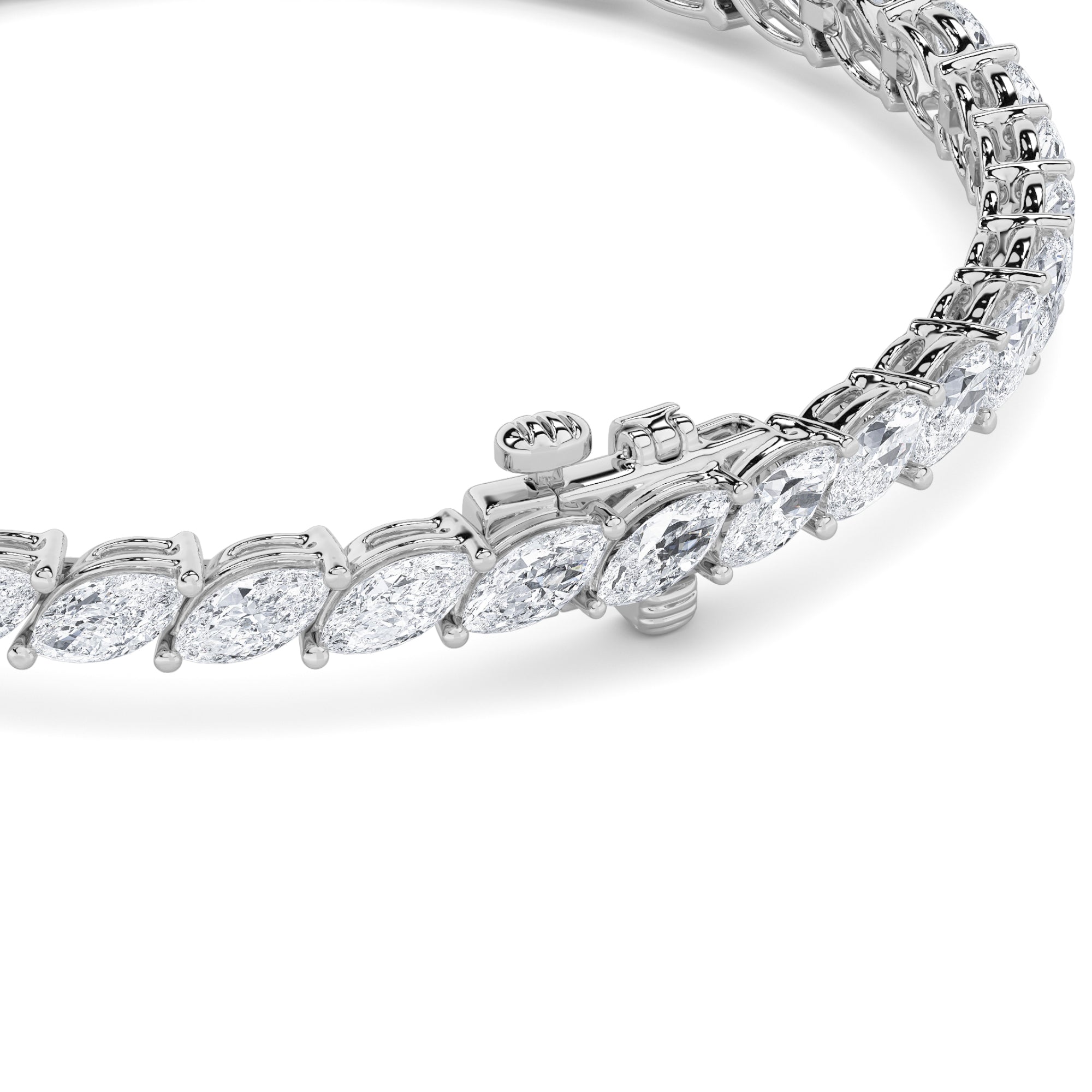 13.5CTW Marquise Shaped Lab Grown Diamond (F/VS) Bracelet in 14K Gold