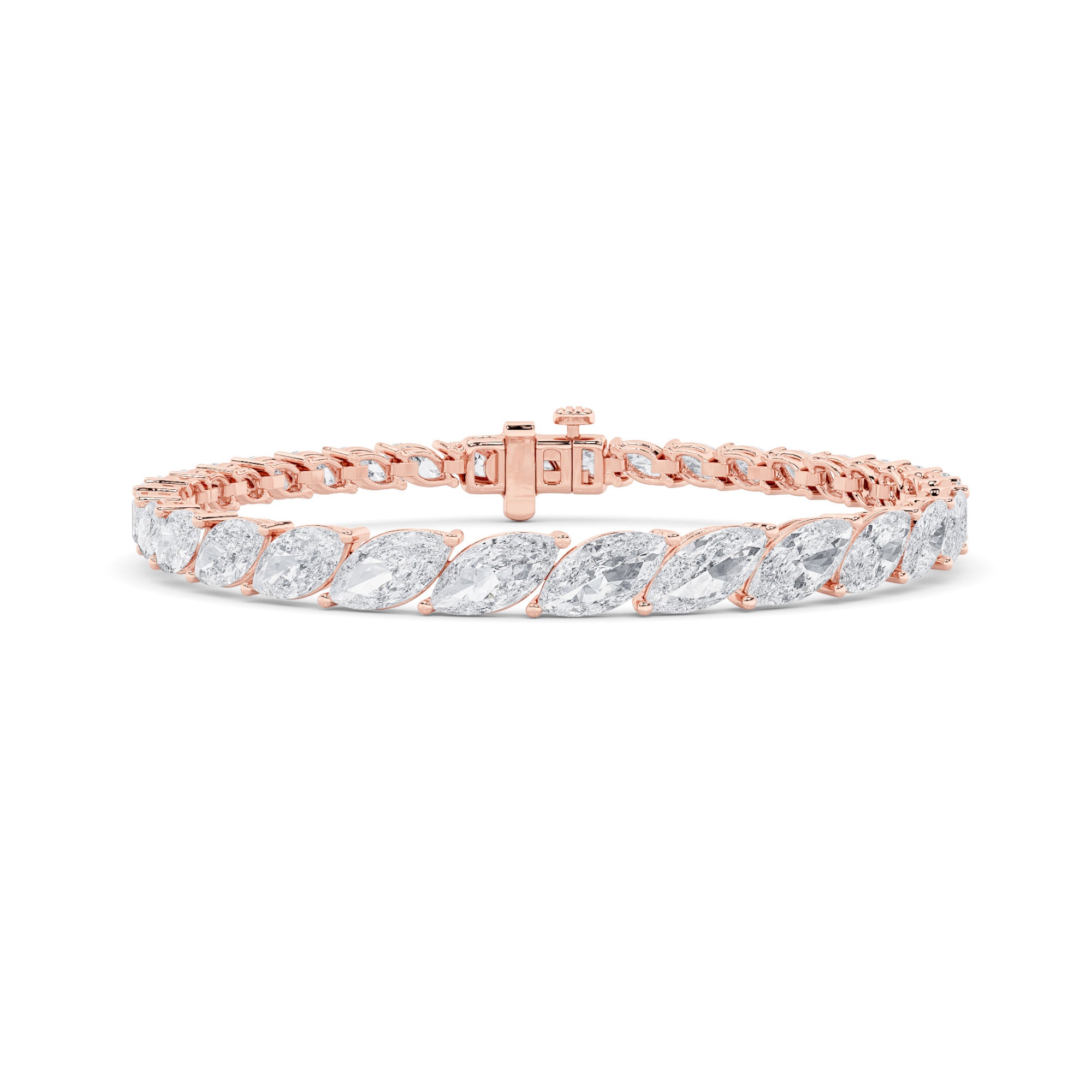 13.5CTW Marquise Shaped Lab Grown Diamond (F/VS) Bracelet in 14K Gold