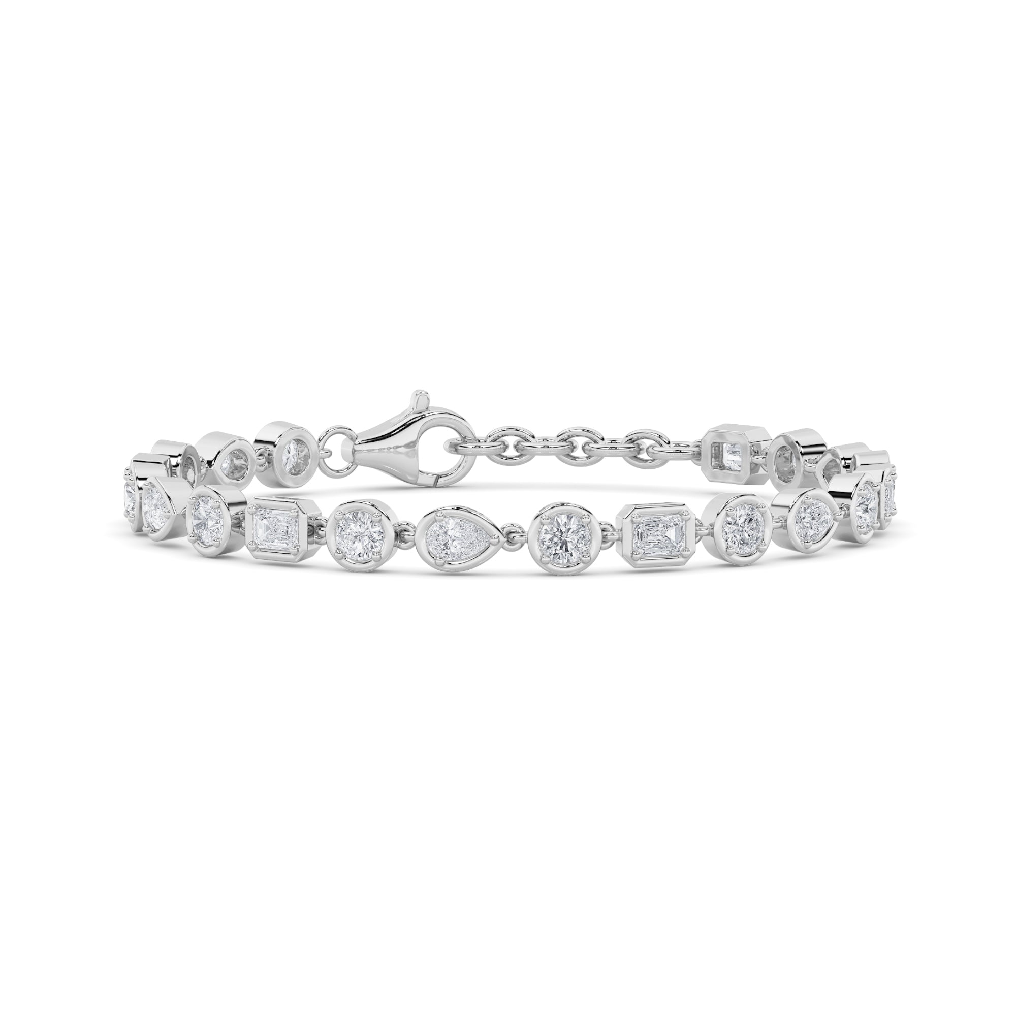 4CTW Mix Shaped Lab Grown Diamond (G/VS) Bracelet in 14K Gold