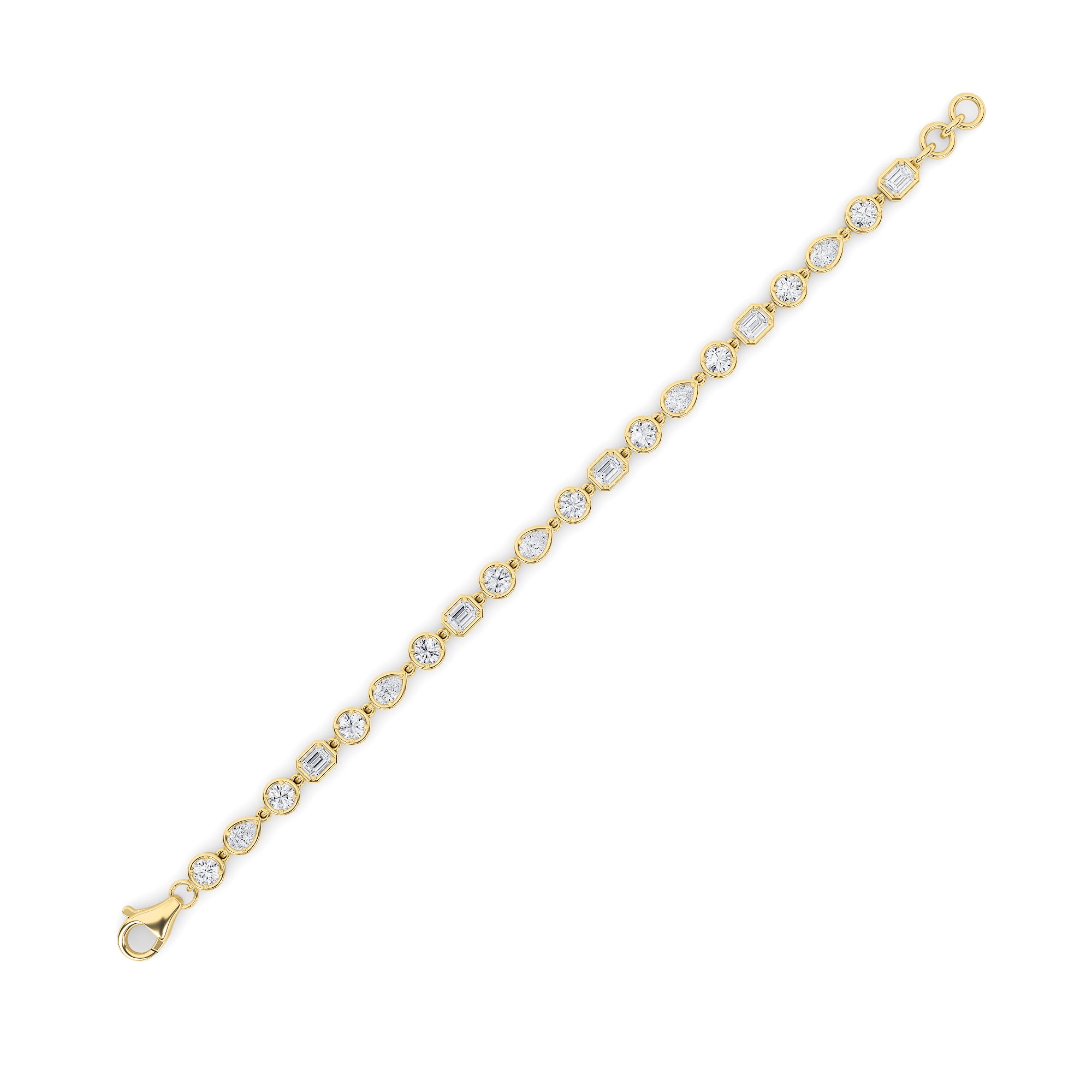 4CTW Mix Shaped Lab Grown Diamond (G/VS) Bracelet in 14K Gold