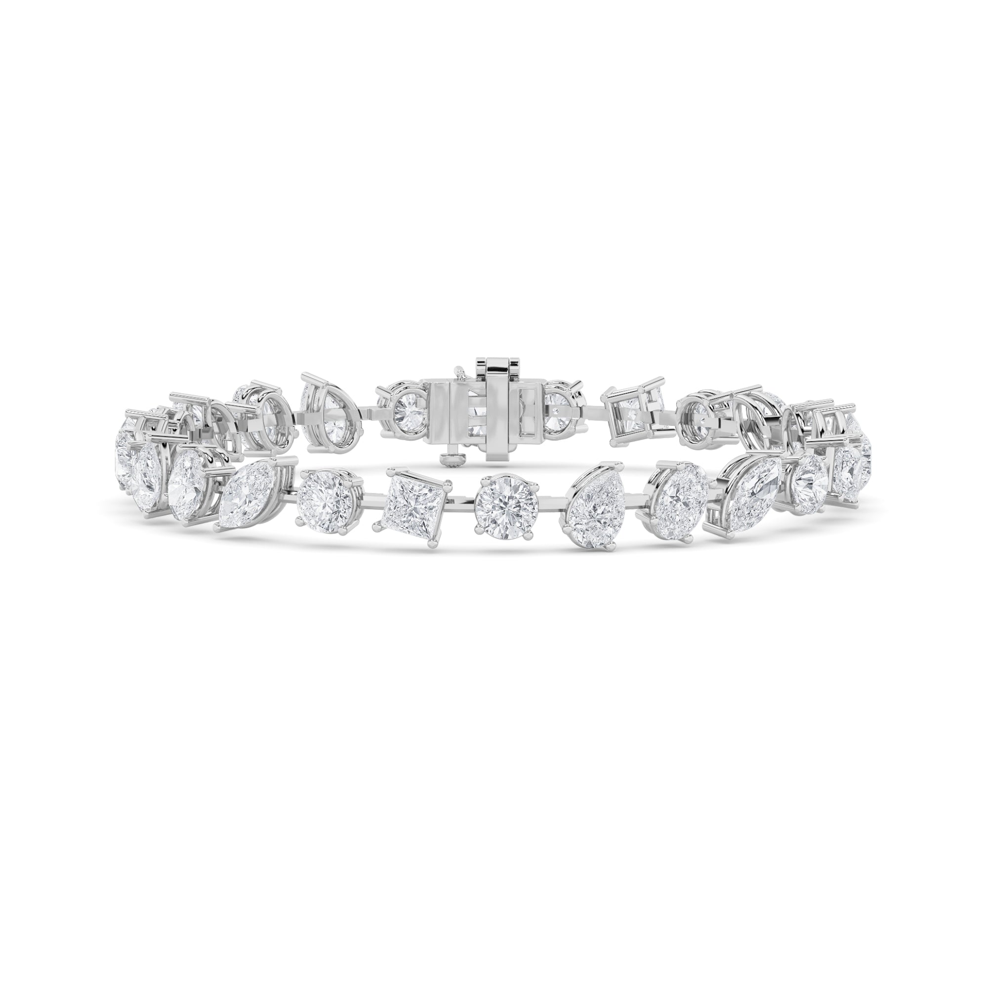 10.25CTW Mix Shaped Lab Grown Diamond (F/VS) Bracelet in 14K Gold