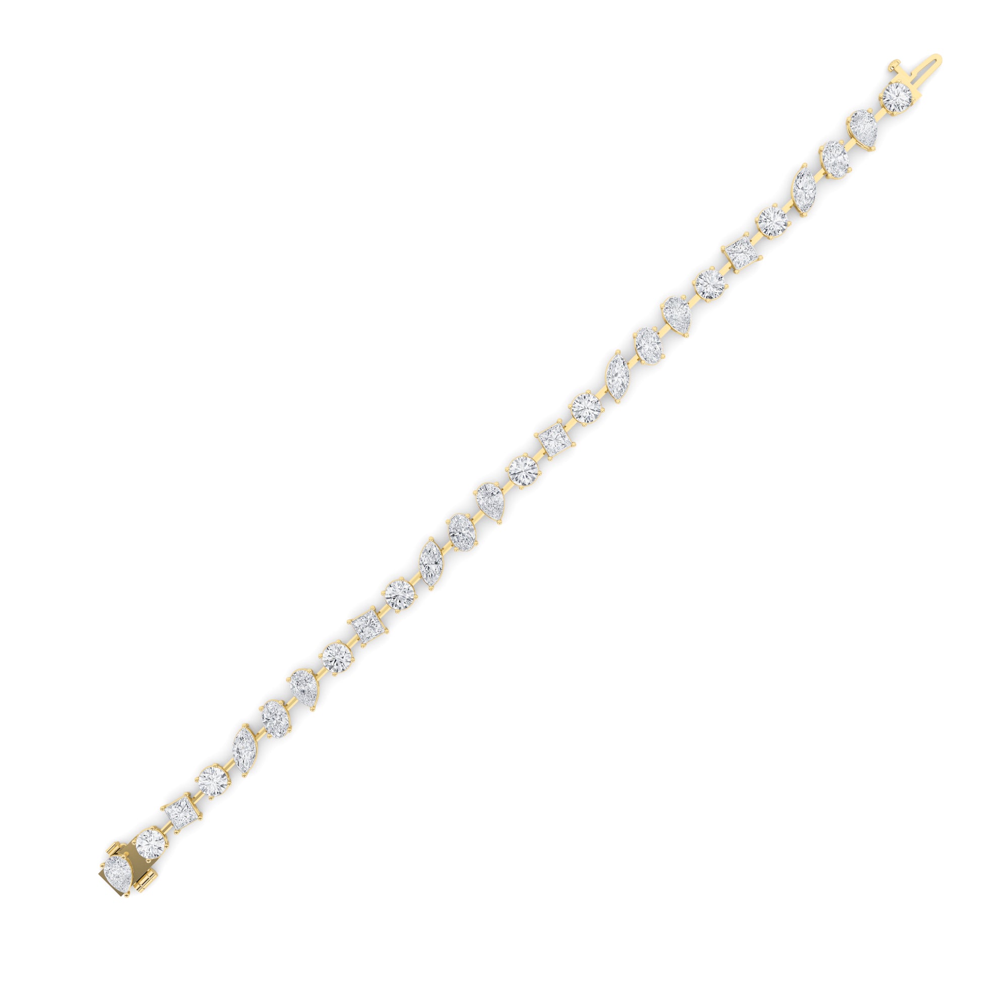 10.25CTW Mix Shaped Lab Grown Diamond (F/VS) Bracelet in 14K Gold