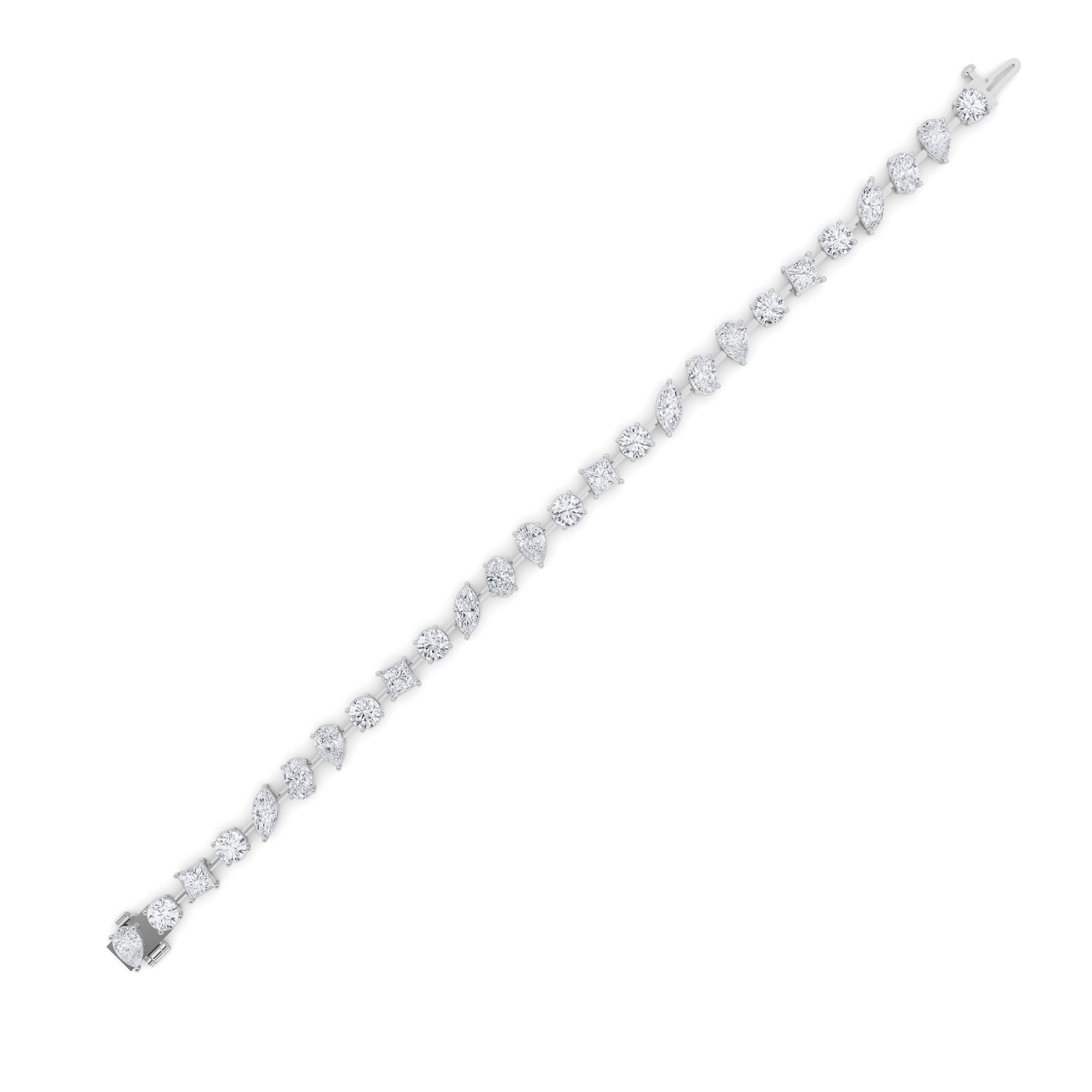 10.5CTW Mix Shaped Lab Grown Diamond (F/VS) North South Bracelet in 14K Gold