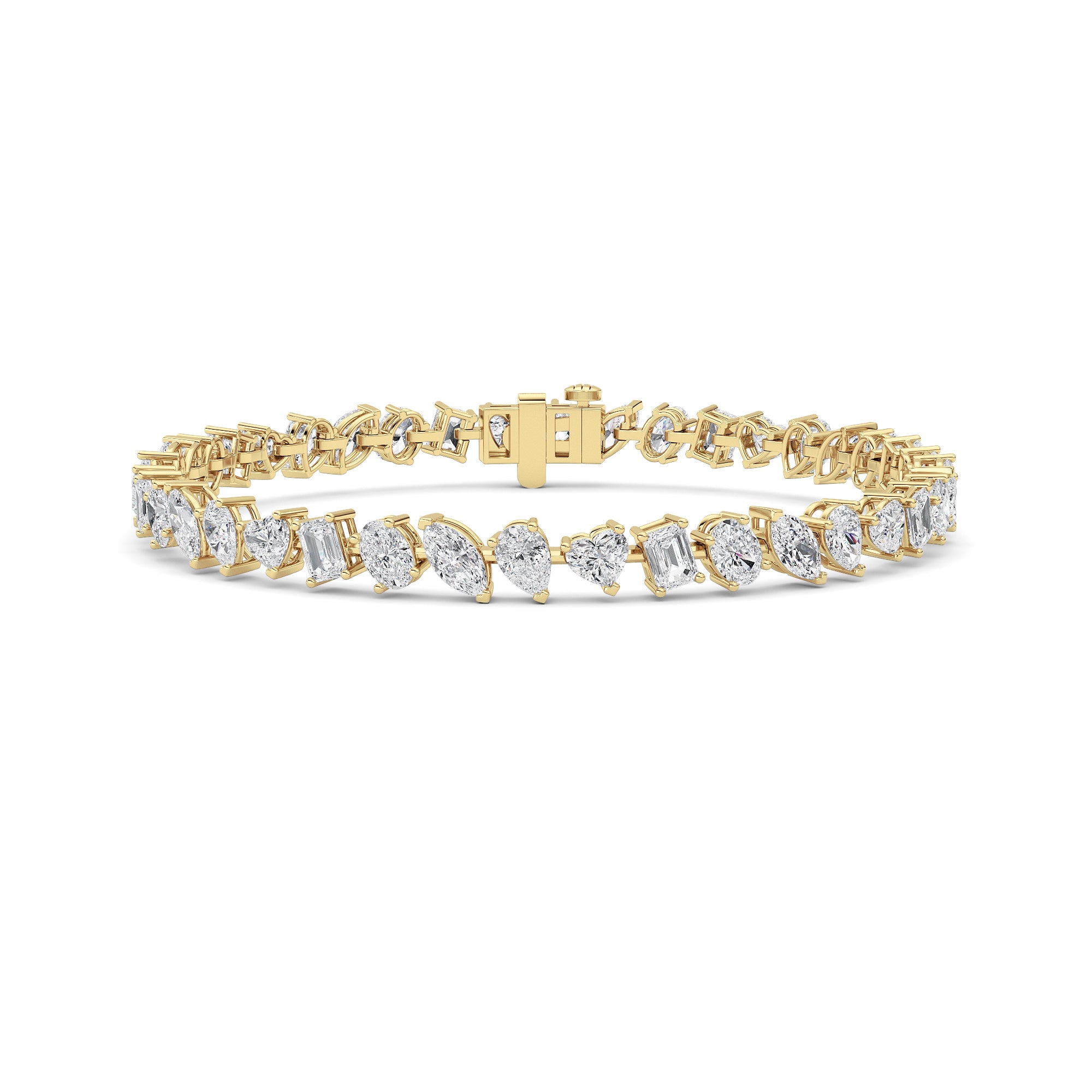 8CTW Mix Shaped Lab Grown Diamond (F/VS) Bracelet in 14K Gold