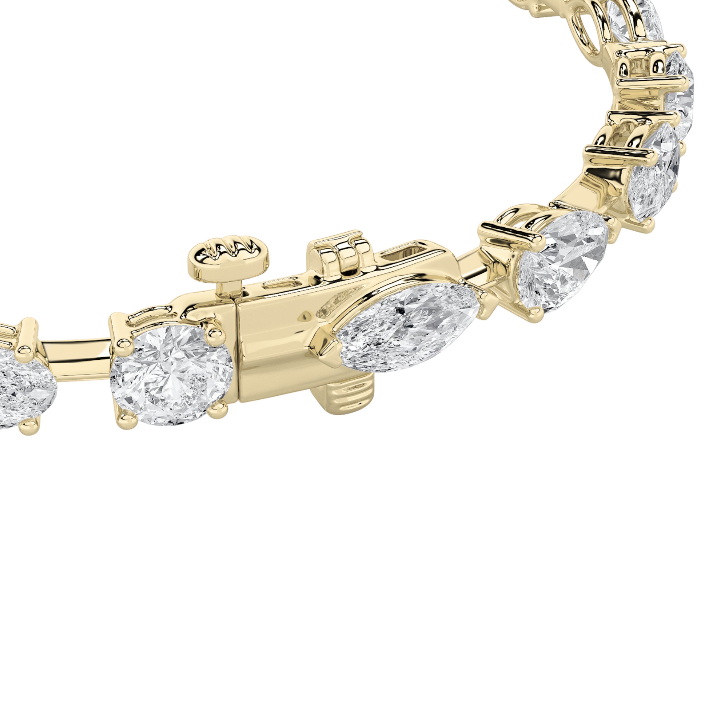 10CTW Mix Shaped Lab Grown Diamond East & West Bracelet in 14K Gold (F/VS)