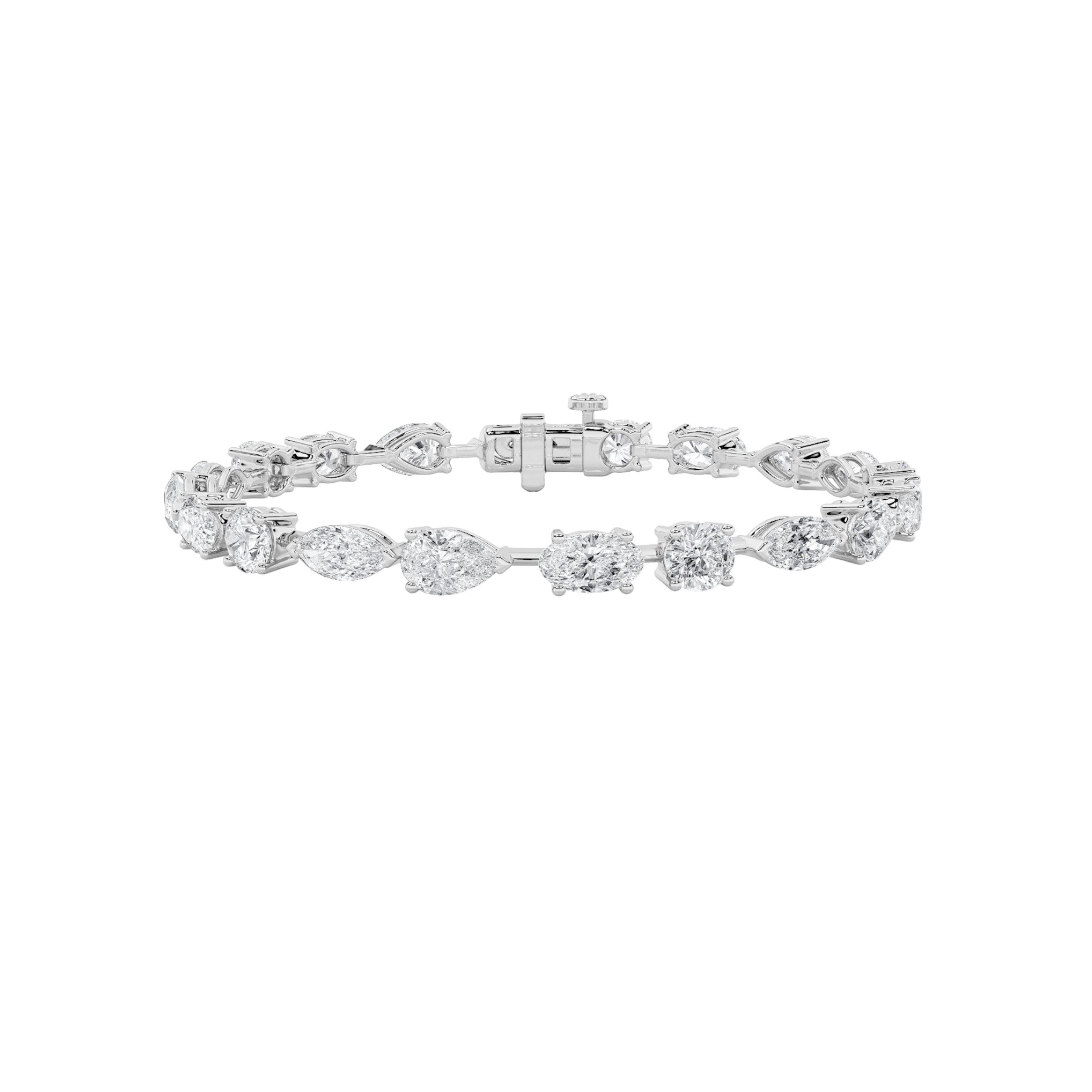 12CTW Mix Shaped Lab Grown Diamond East & West Bracelet in 14K Gold (F/VS)