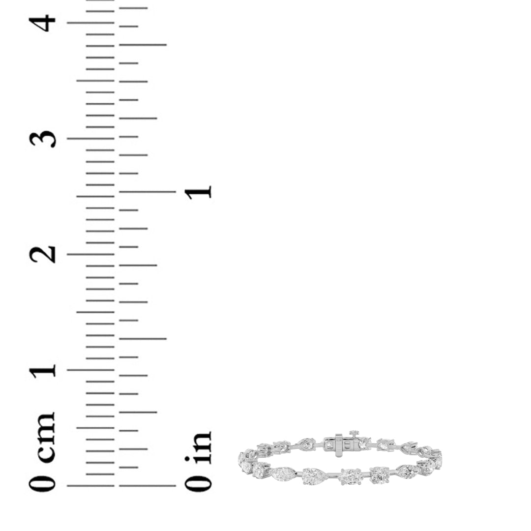6CTW Mix Shaped Lab Grown Diamond East & West Bracelet in 14K Gold (F/VS)