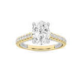 2CTW Oval Shaped Lab Grown Diamond (F/VS) Two Tone Accented Rope Design Engagement Ring in 14K Gold