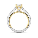 2CTW Oval Shaped Lab Grown Diamond (F/VS) Two Tone Accented Rope Design Engagement Ring in 14K Gold