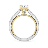 2CTW Oval Shaped Lab Grown Diamond (F/VS) Two Tone Accented Rope Design Engagement Ring in 14K Gold