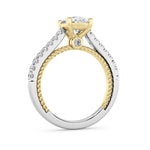 2CTW Oval Shaped Lab Grown Diamond (F/VS) Two Tone Accented Rope Design Engagement Ring in 14K Gold