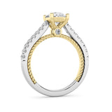 2CTW Oval Shaped Lab Grown Diamond (F/VS) Two Tone Accented Rope Design Engagement Ring in 14K Gold